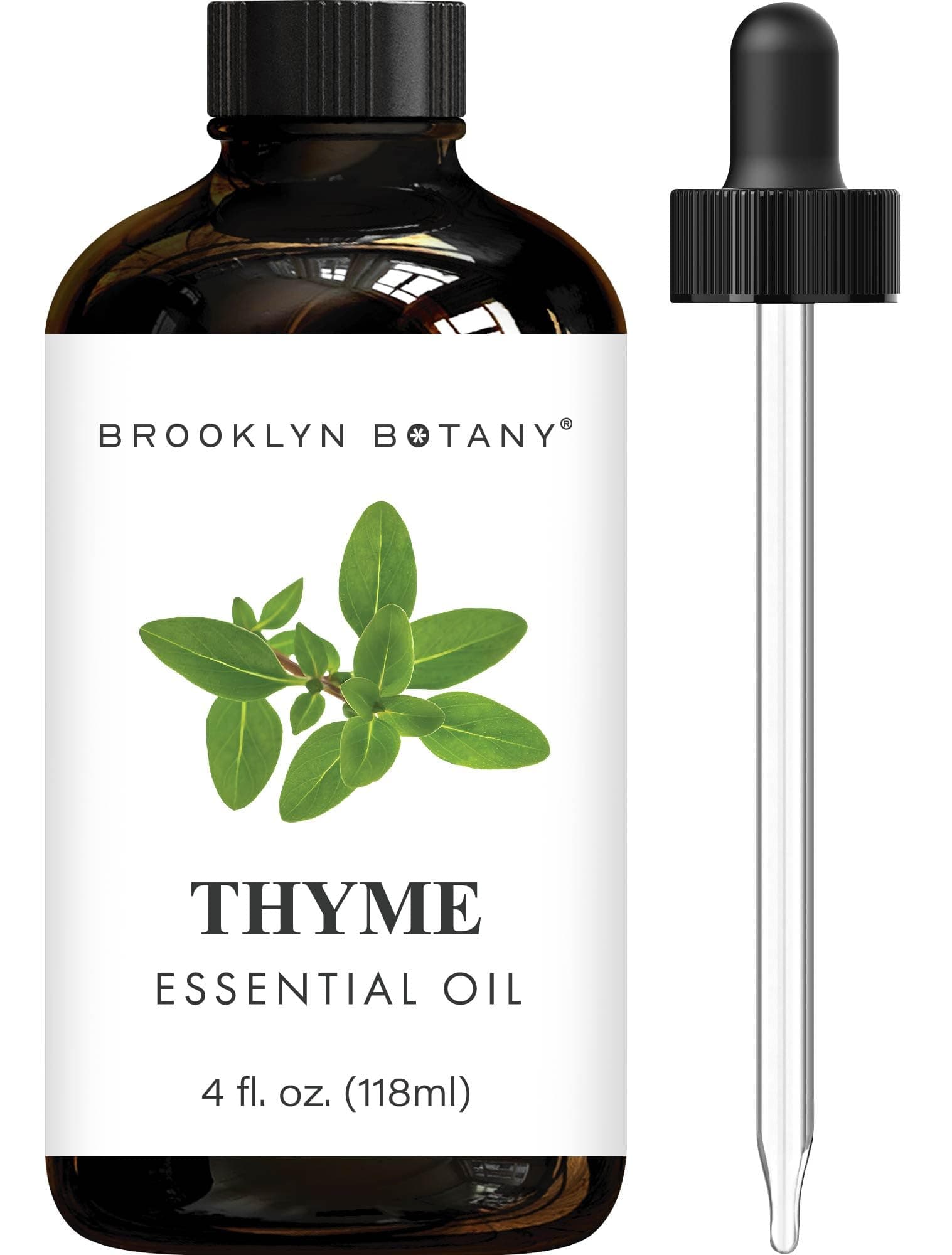 Brooklyn Botany Thyme Essential Oil - Huge 4 Fl Oz - 100% Pure and Natural - Premium Grade with Dropper - for Aromatherapy and Diffuser