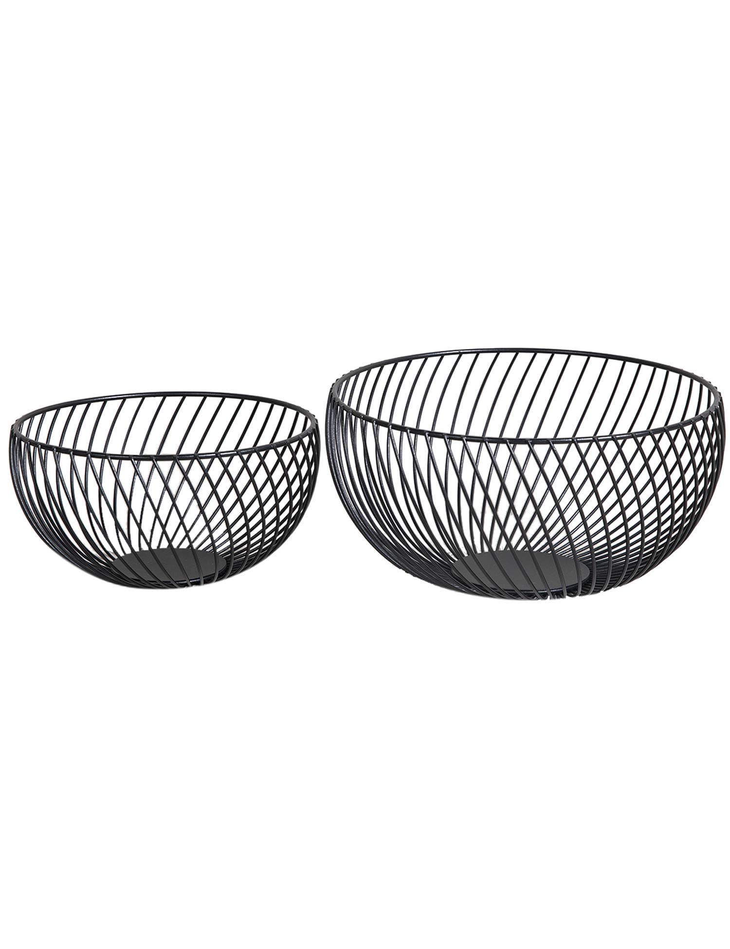 Handmade Iron Wire Fruit Bowl Basket Holder Stand, Set of 2, Hemisphere Modern Style Table Top Centerpiece for Kitchen Counter, Dining Room, Multi-Storage for Cabinet and Pantry (Matte Black)