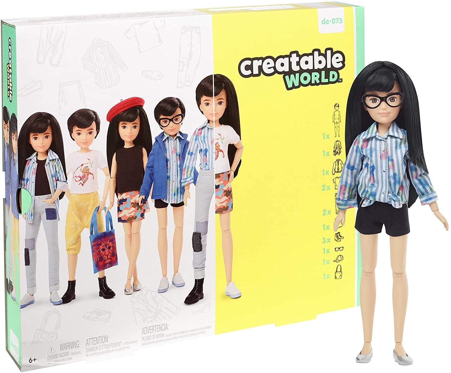 CREATABLE WORLD GGG54 Deluxe Character Kit Customisable Doll, Creative Play for All Kids 6 Years Old and Up, Black Straight Hair