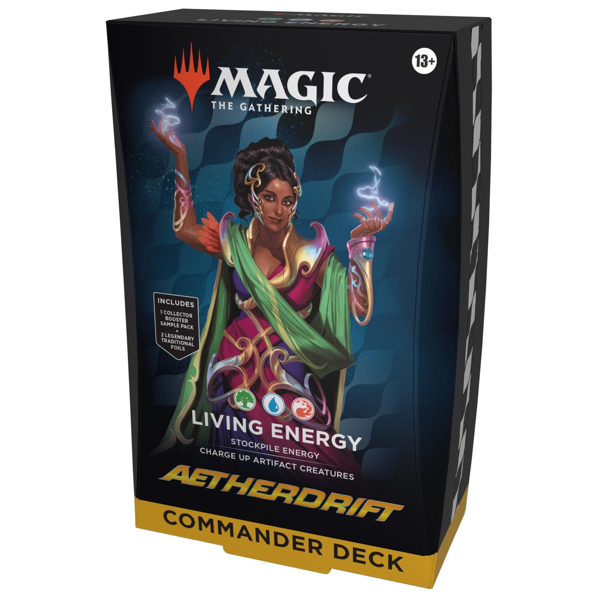 Magic: The Gathering Aetherdrift Commander Deck - Living Energy (100-Card Deck, 2-Card Collector Booster Sample Pack + Accessories)