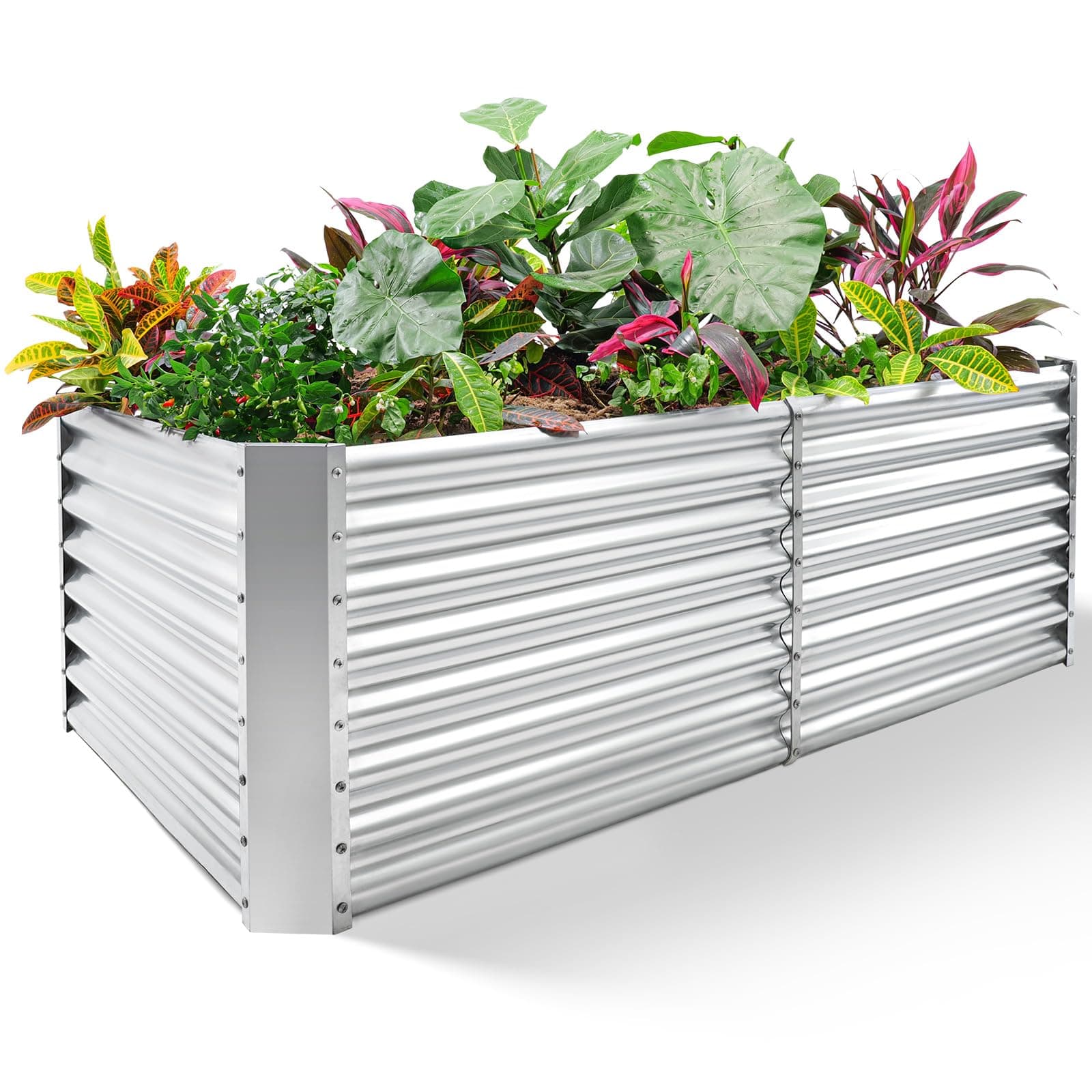 Land Guard 8×4×2 ft Galvanized Raised Garden Bed Kit, Galvanized Planter Raised Garden Boxes Outdoor, Large Metal Raised Garden Beds for Vegetables……