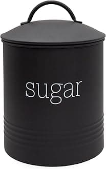 AuldHome Enamelware Black Sugar Canister; Modern Farmhouse Staples Storage for Kitchen