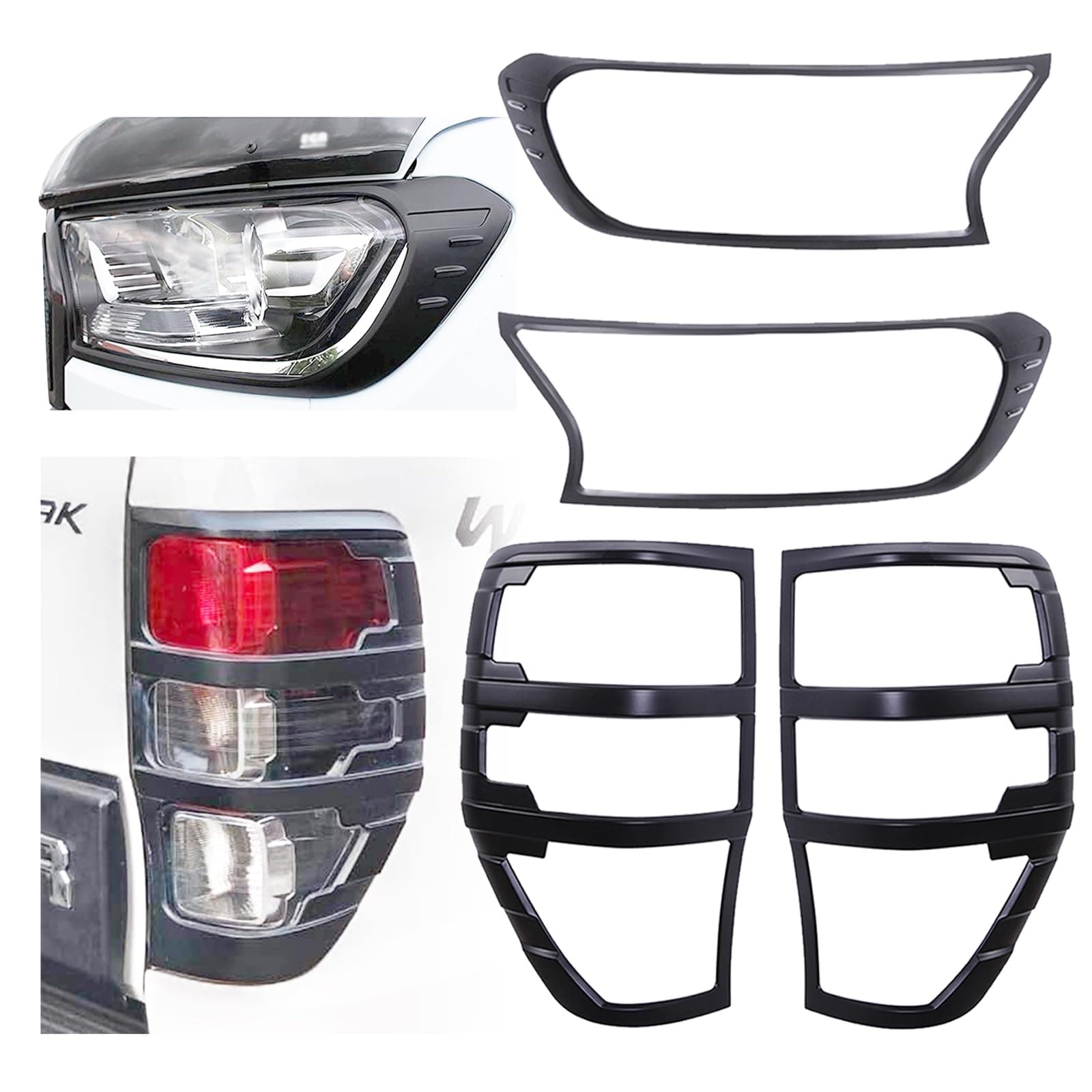 Light Guard for Ford Ranger Accessories - Wildtrak Raptor Thunder 2015-2022 XL XLT Limited Stormtrak Wolftrak T7 T8 Headlight Taillight Front Rear Tail Light Cover Protector 4PCS