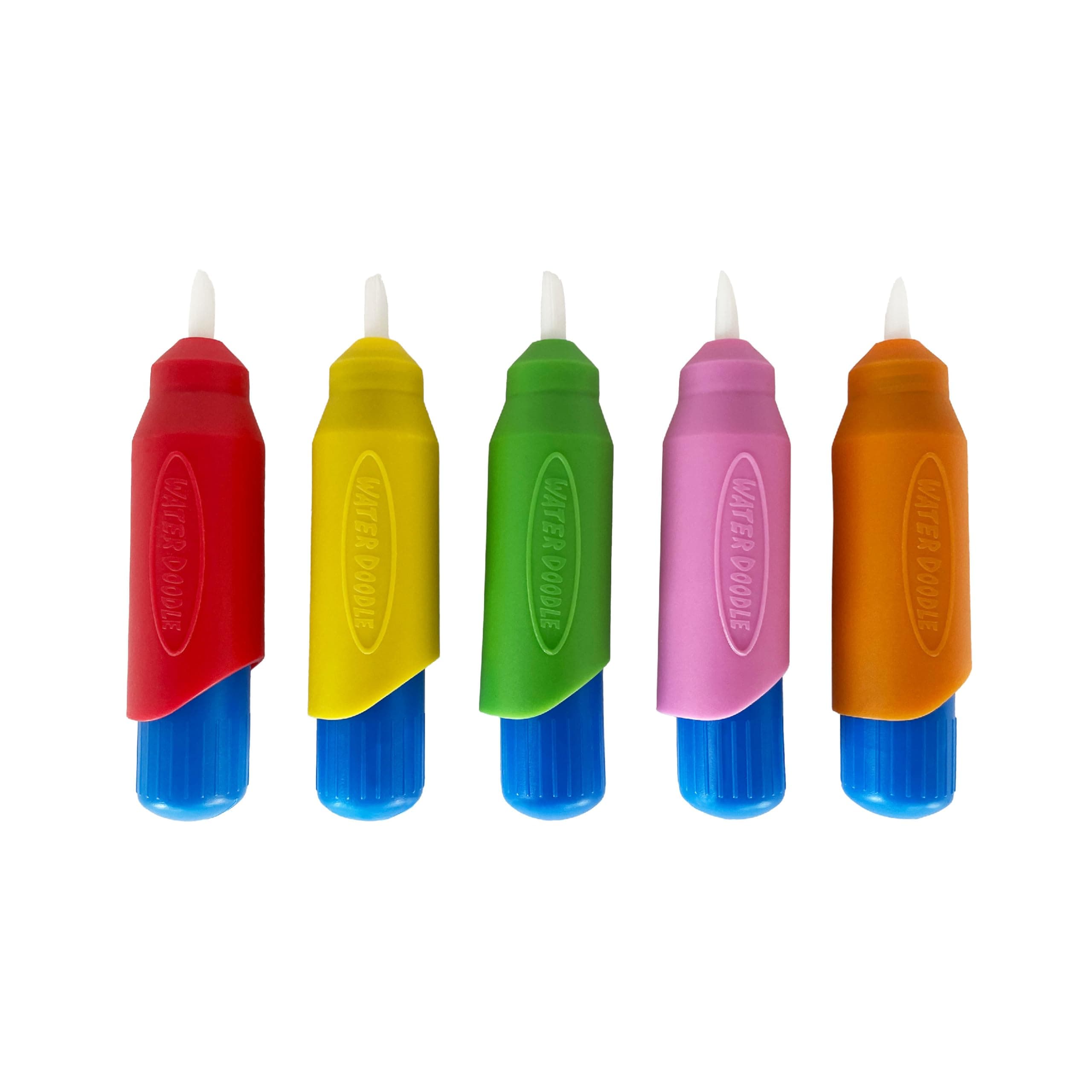 5 Multi-Color Aqua Brushes, Paint with Water Brush Set, Replacement Water Doodle Wow Pens by Kanga Toys for Drawing Books or Magic Mats, for Kids Ages 3+