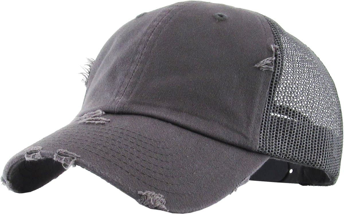 Funky JunqueWomen's Vintage Distressed Mesh Trucker Hat - Adjustable Snapback Cap