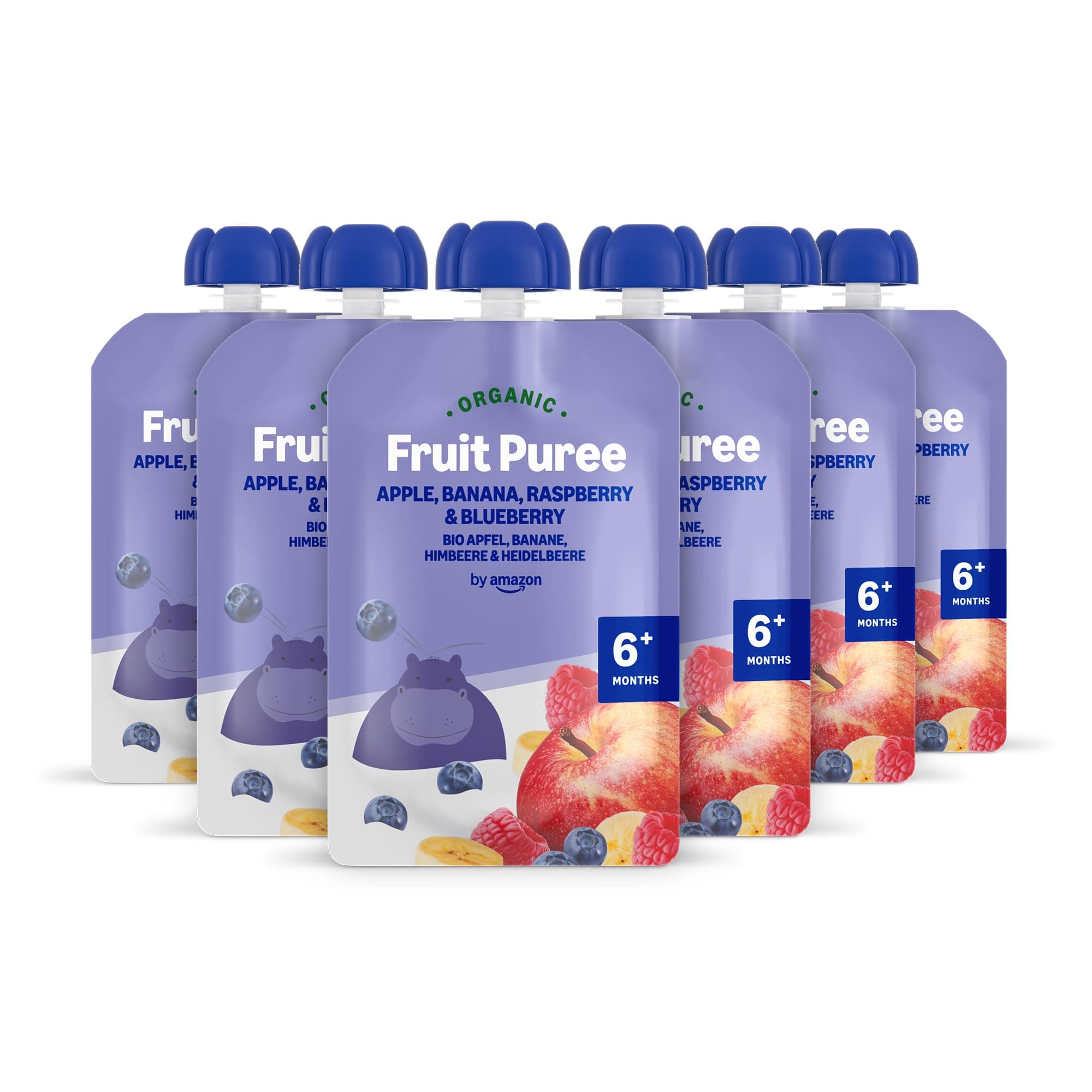 by Amazon - Pouch - Organic Apple, Banana, Blueberry, Raspberry 6 x 90g