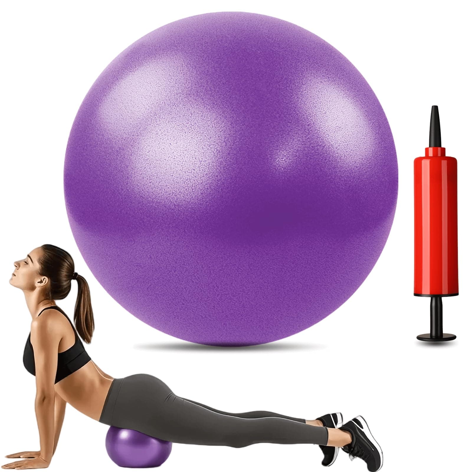 Mini Yoga Pilates Ball 10 Inch for Stability Exercise Training Gym Anti Burst and Slip Resistant Balls with Inflatable Straw