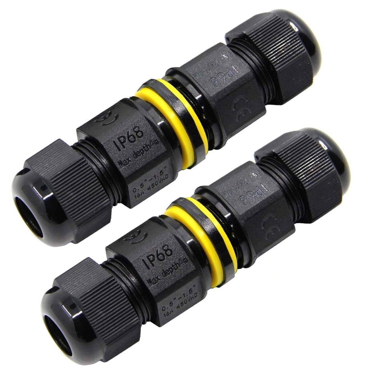 Junction Box Outdoor Waterproof IP68 Electrical Cable Connector 2 Way M20 Plug Wire Range 5 to 12mm External Cord Boxes 2 pcs