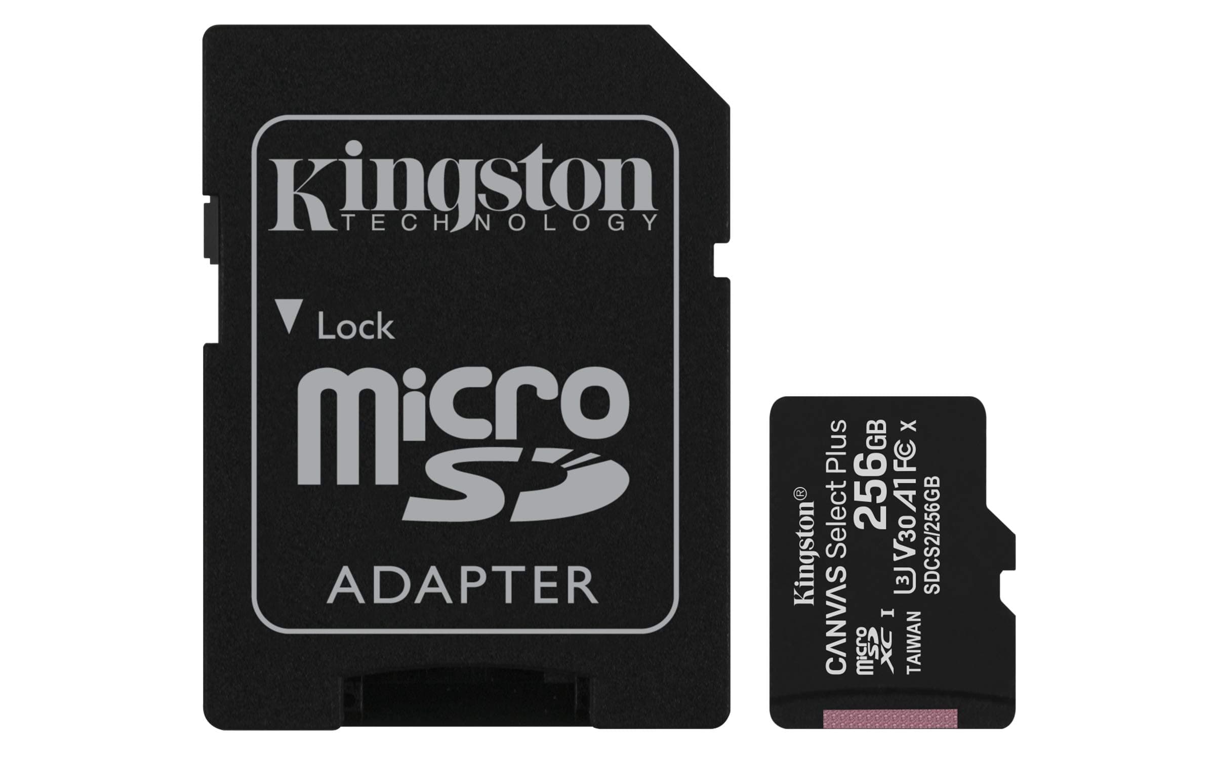 Kingston 256GB microSDXC Canvas Select Plus 100MB/s Read A1 Class 10 UHS-I Memory Card + Adapter (SDCS2/256GB)