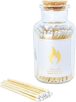 Chandler Safety Matches - Glass Jar Strike On Bottle Matches | Vintage | Home Decor | Candle Accessory | Artisan Long Matches (Clear)