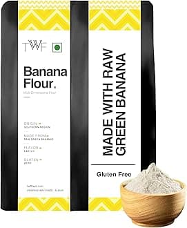 TWF Raw Banana Flour 500g pack | Vegan and Gluten-Free Atta | High in Resistant Starch & Fiber | No Preservatives | Nutrition-Rich Superfood | Ideal for Cooking & Baking | 100% Naturally Processed Kela ka Atta