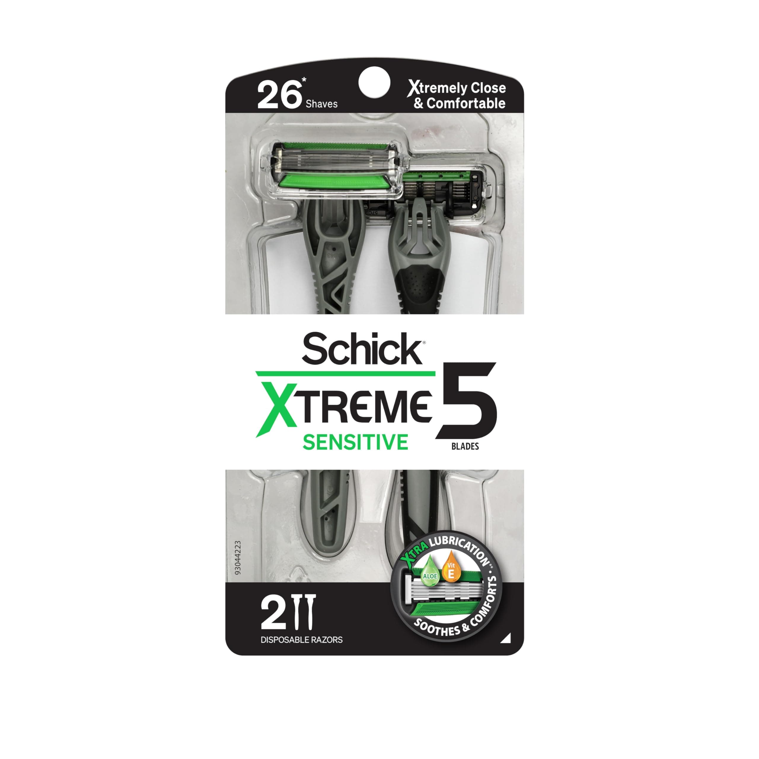 Schick Xtreme 5 Blade Disposable Razors for Men, 2 ct, Men's Sensitive Skin Razor Pack, Protects Skin from Irritation