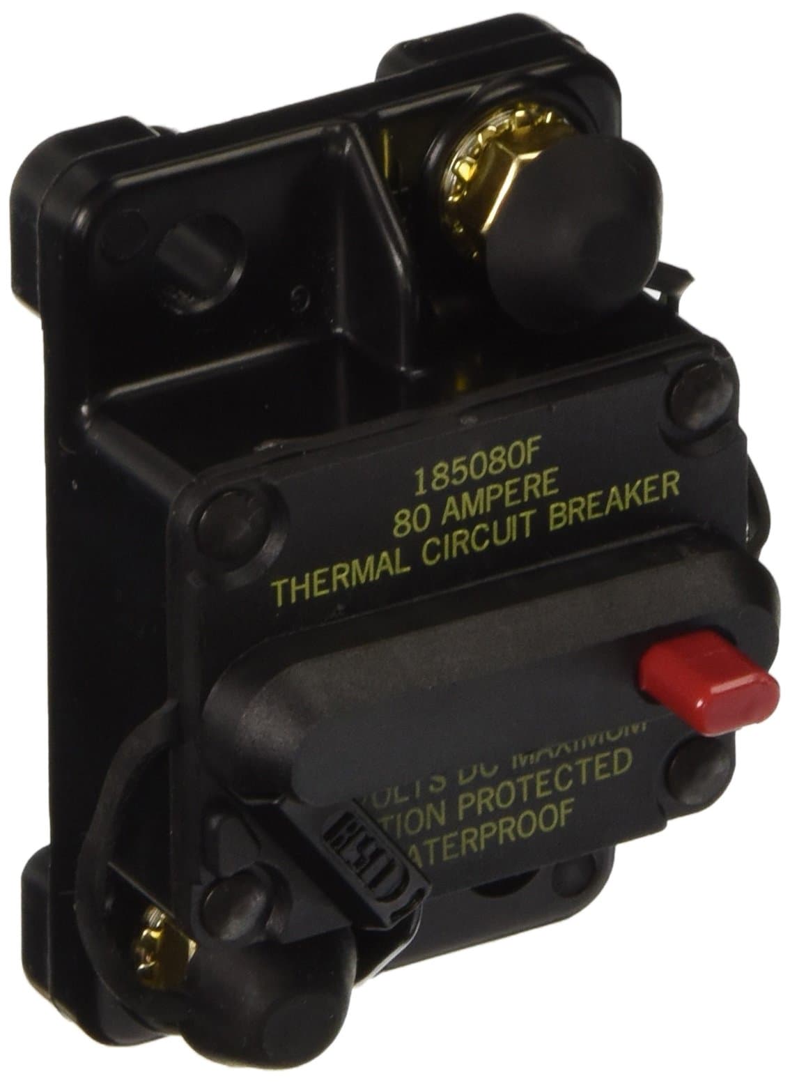 CB185-80 Waterproof High Amp Flush Mount Type III (3) Circuit Breaker (80 Amp), 1 Pack