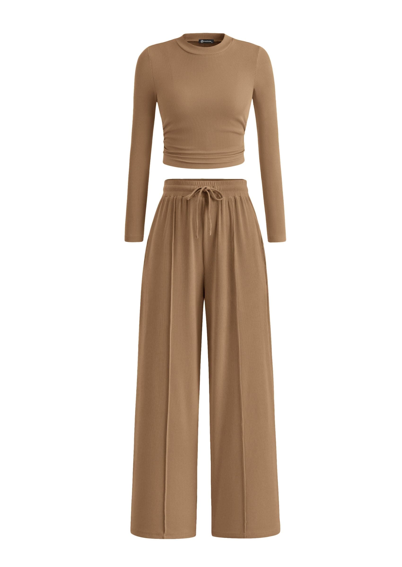 Women's 2 Piece Sets 2026 Fall Long Sleeve Crop Tops Wide Leg Pants Matching Outfit Tracksuits Spring Clothes