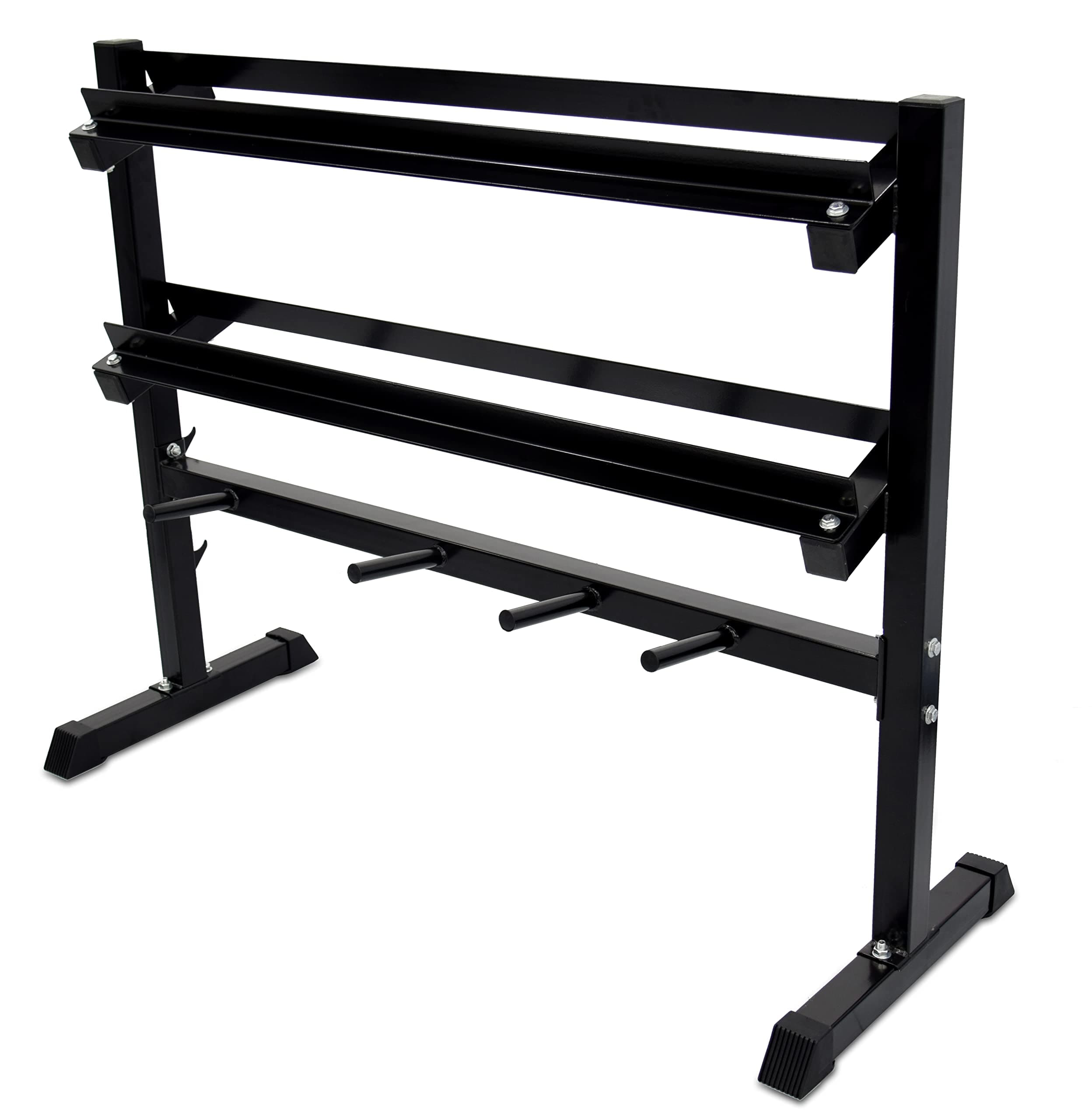 SKY LANDWeight Rack Multiple Weights Storage Rack For Dumbbells, Barbells, And Weight Plates Em 9226, Black