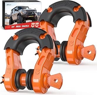 Nilight 2 Pack 3/4" Mega D-Ring Shackle with 7/8" Screw Pin 68,000LBS Break Strength, Heavy Duty Off Road Recovery Shackle for Use with Tow Strap, Winch, Off-Road Jeep Truck Vehicle, 2 Years Warranty