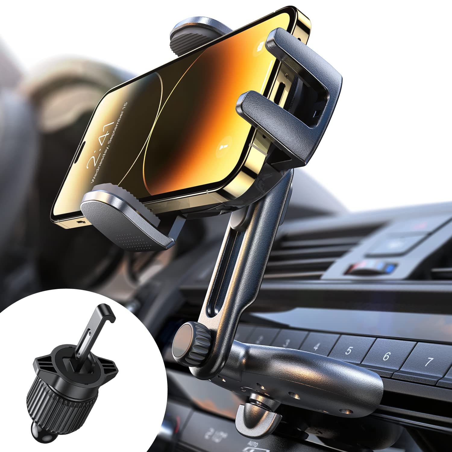 CD Phone Holder for Car iPhone 17 Adjustable CD Slot Phone Mount Holder Sturdy Cell Phones Holders for Your Car Accessories for Samsung Galaxy S25 S24 iPhone 16 15 Pro Max All Phones