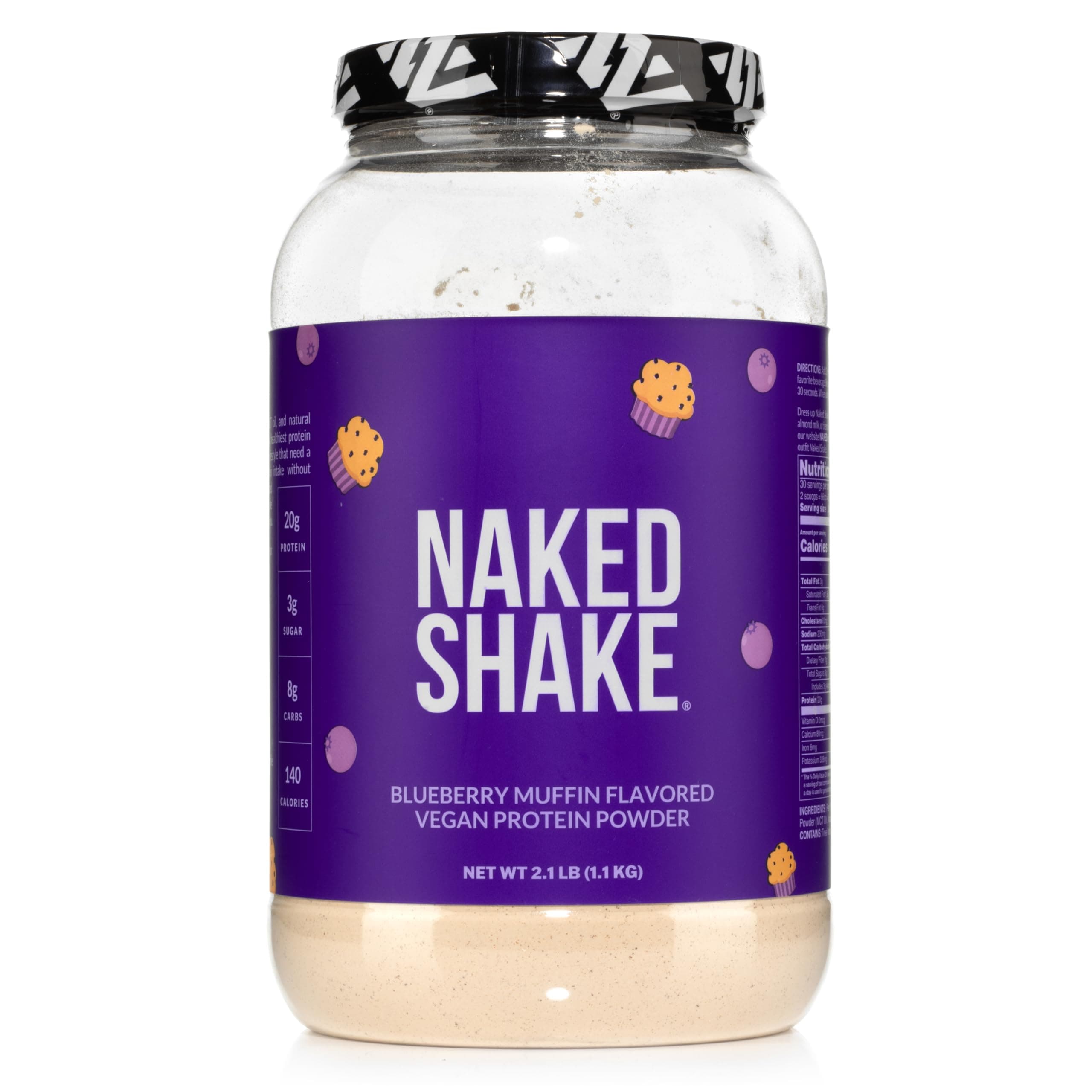 Shake - Blueberry Muffin Protein Powder - Flavored Plant Based Protein from US & Canadian Farms with MCT Oil, NSF Certified, Gluten-Free, Soy-Free, No GMOs or Artificial Sweeteners - 30 Servings