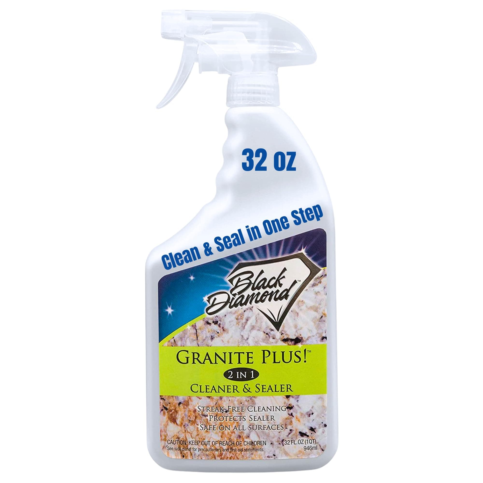 Black Diamond Stoneworks GRANITE PLUS! 2 in 1 Cleaner & Sealer for Granite, Marble, Travertine, Limestone, Ready to Use! 32 Fl Oz