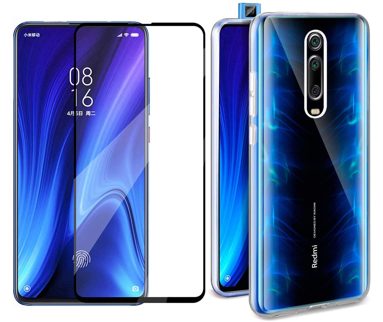 Domxteck (2 in 1 Pack Transparent TPU Silicone Case Protective Cover +9H screen protector for Xiaomi Mi 9T/9T Pro/Redmi K20/K20 Pro