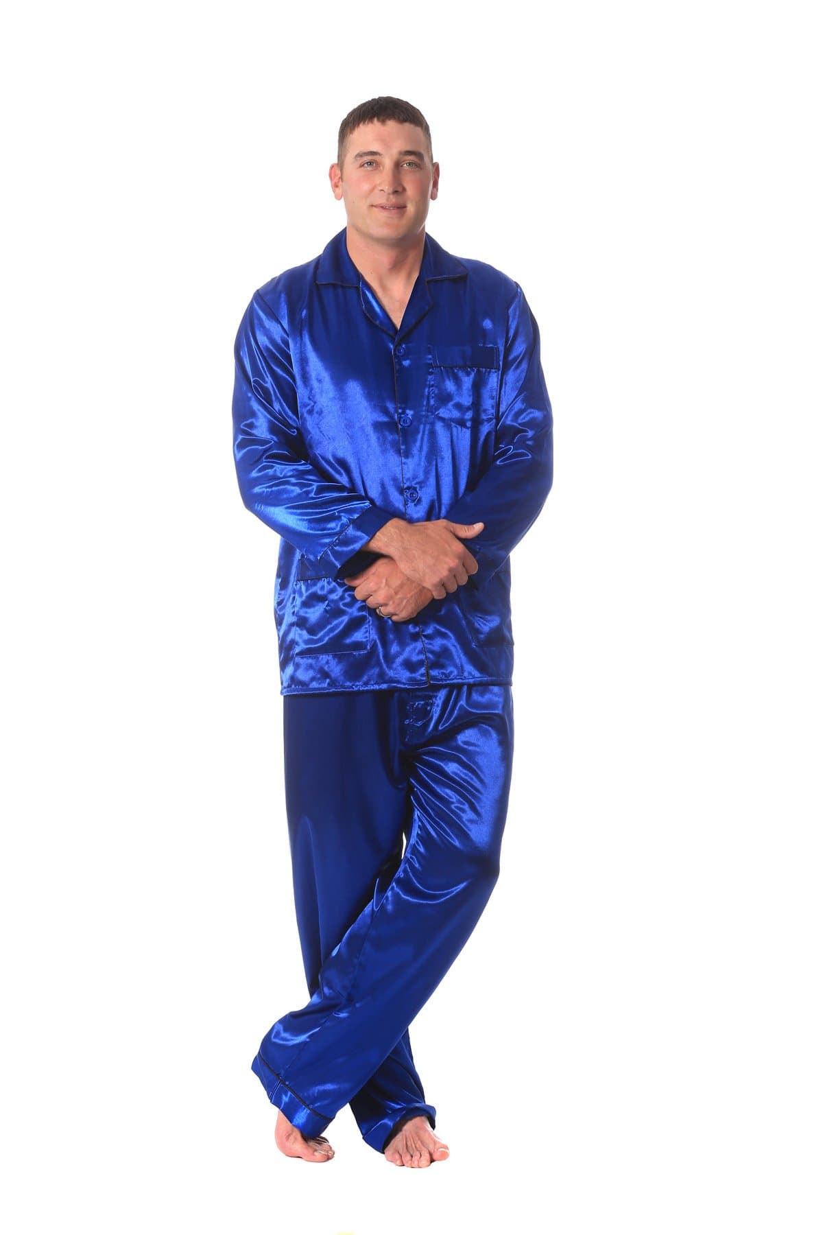 Soft Dreams Mens Brushed Back Satin Pajamas