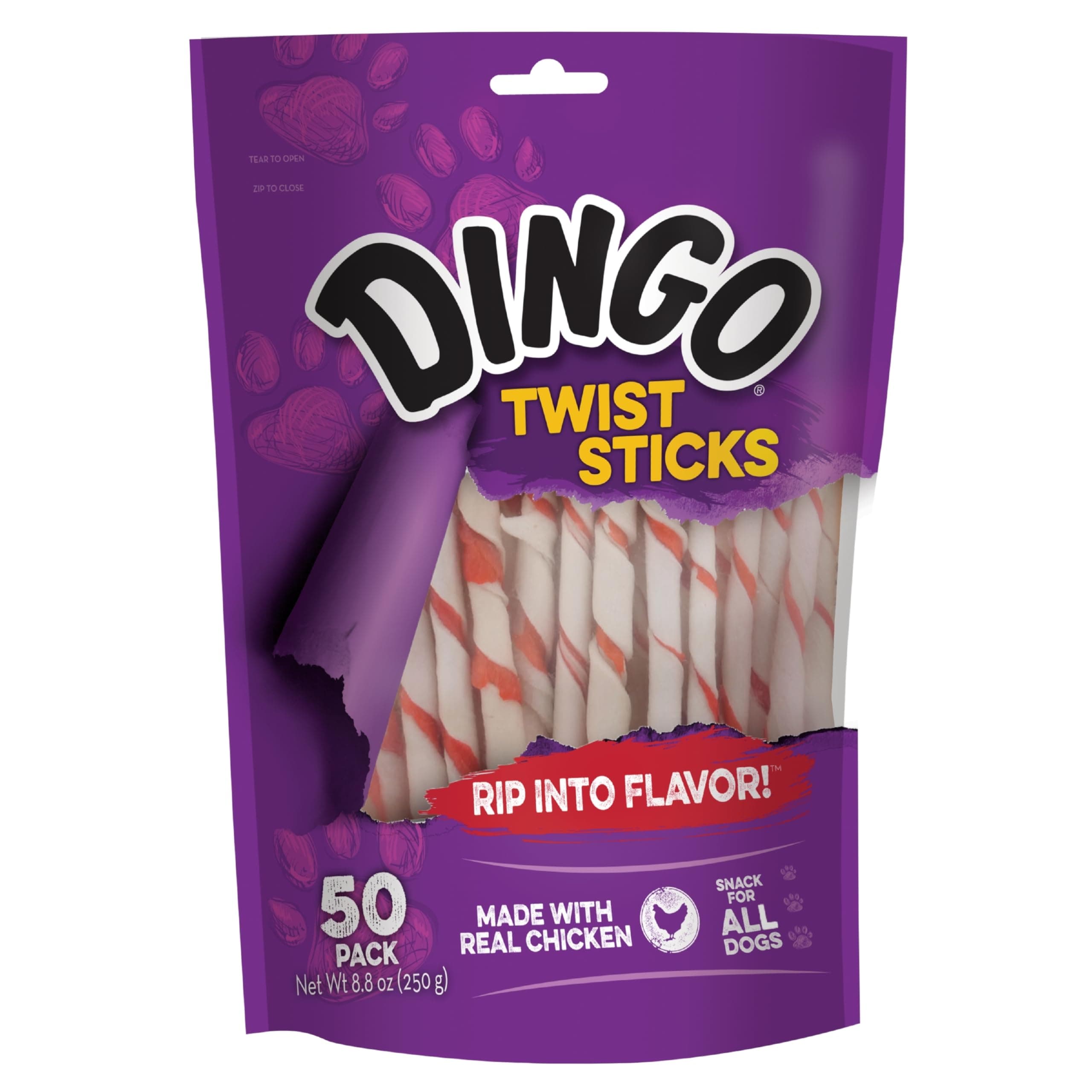 Dingo Twist Sticks Rawhide Chews, Made With Real Chicken
