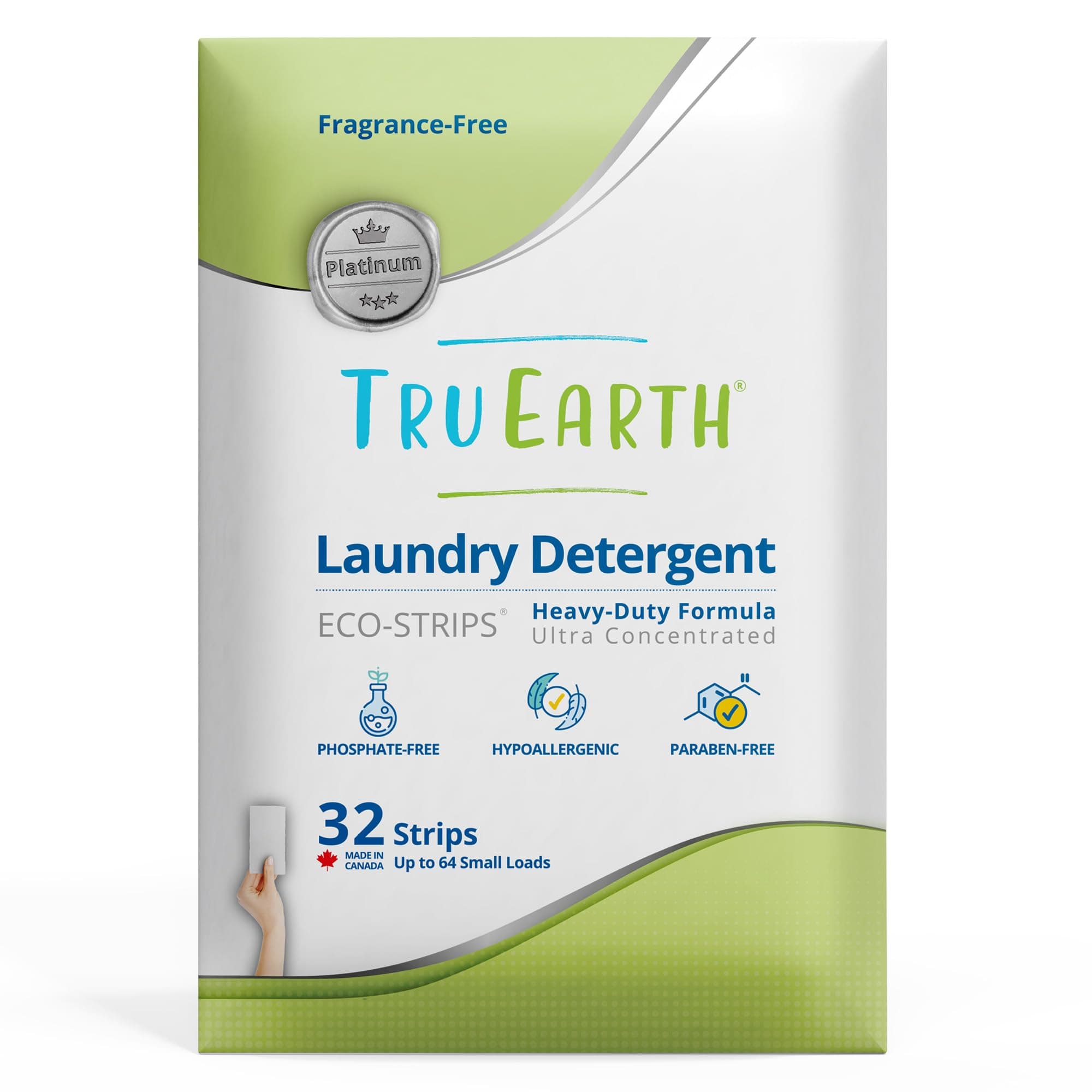 - Platinum - Heavy Duty Laundry Detergent Sheets - Up to 64 Loads (32 Count), Fragrance Free - Ultra-Concentrated Strips Formula - Eco-Friendly Laundry Sheets