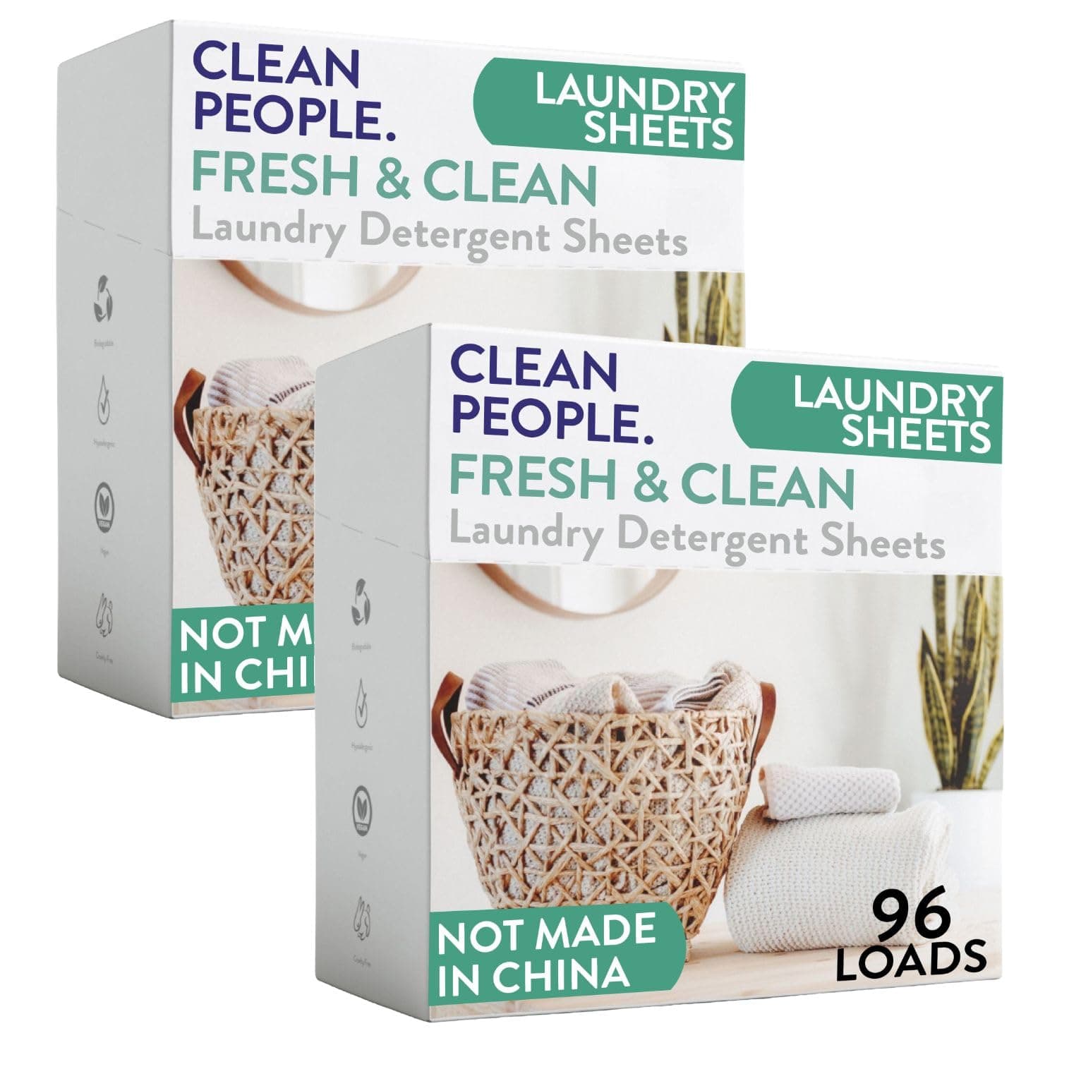 Clean People Laundry Detergent Sheets - Recyclable Packaging, Hypoallergenic, Stain Fighting - Ultra Concentrated, Laundry Soap - Fresh Scent, 192 Pack