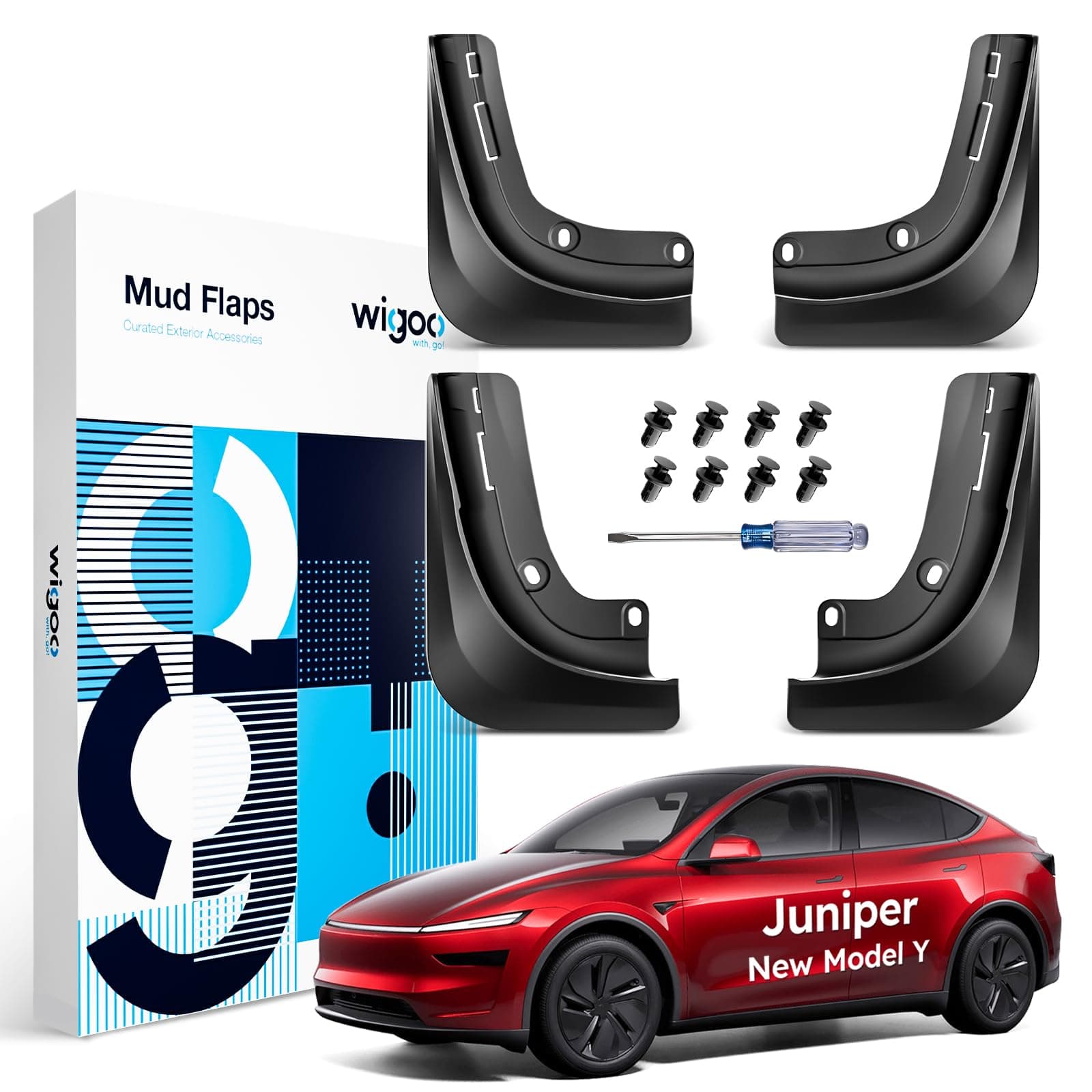 2025 New Tesla Model Y Juniper Accessories Mud Flaps [Stay Clean, Protect Paint] All Weather Splash Guards, for Tesla New Model Y 2025 Launch, Thicker Upgrade Version