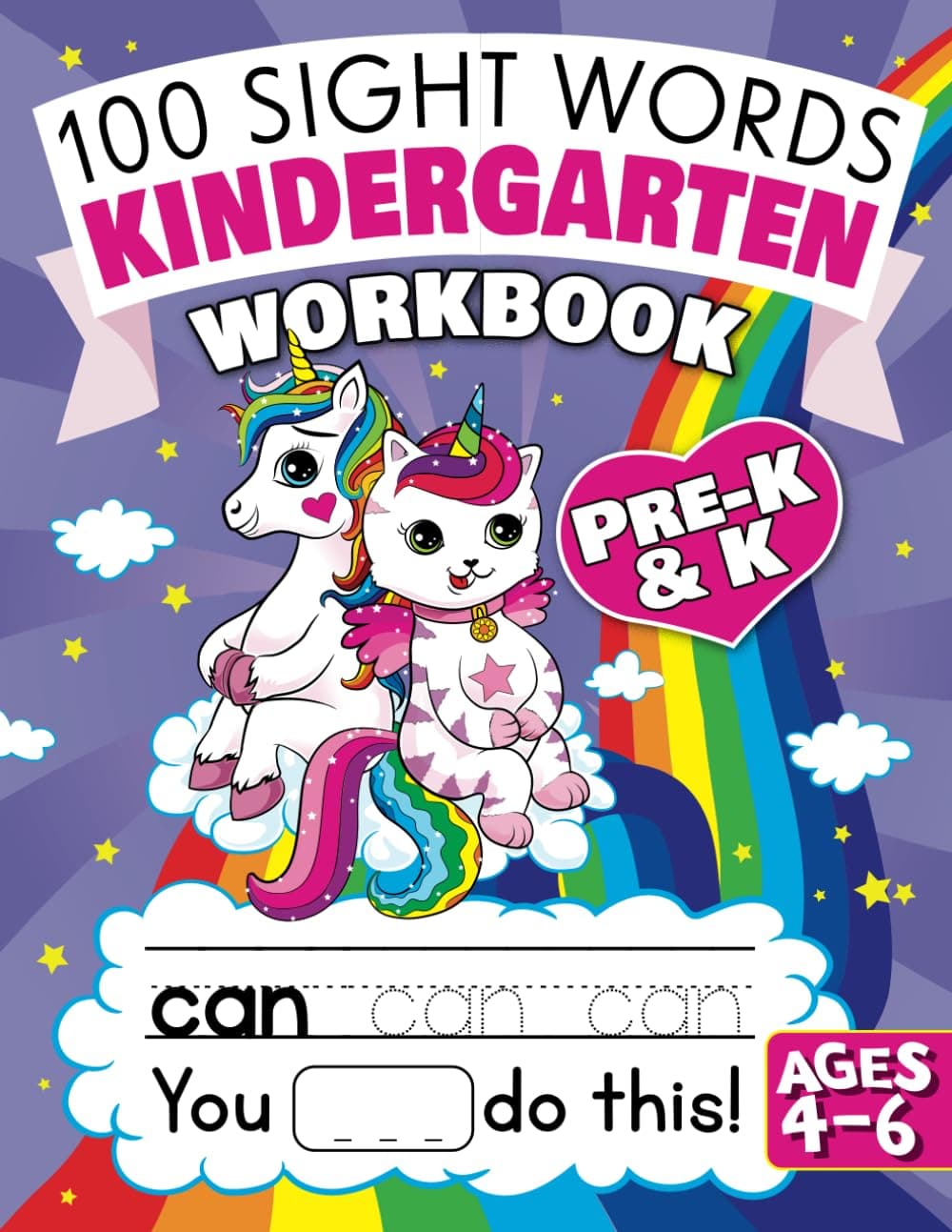 100 Sight Words Kindergarten Workbook Ages 4-6: A Whimsical Learn to Read & Write Adventure Activity Book for Kids with Unicorns, Mermaids, & More (Learning Activities Workbooks, Band 1) Paperback – 29 April 2024