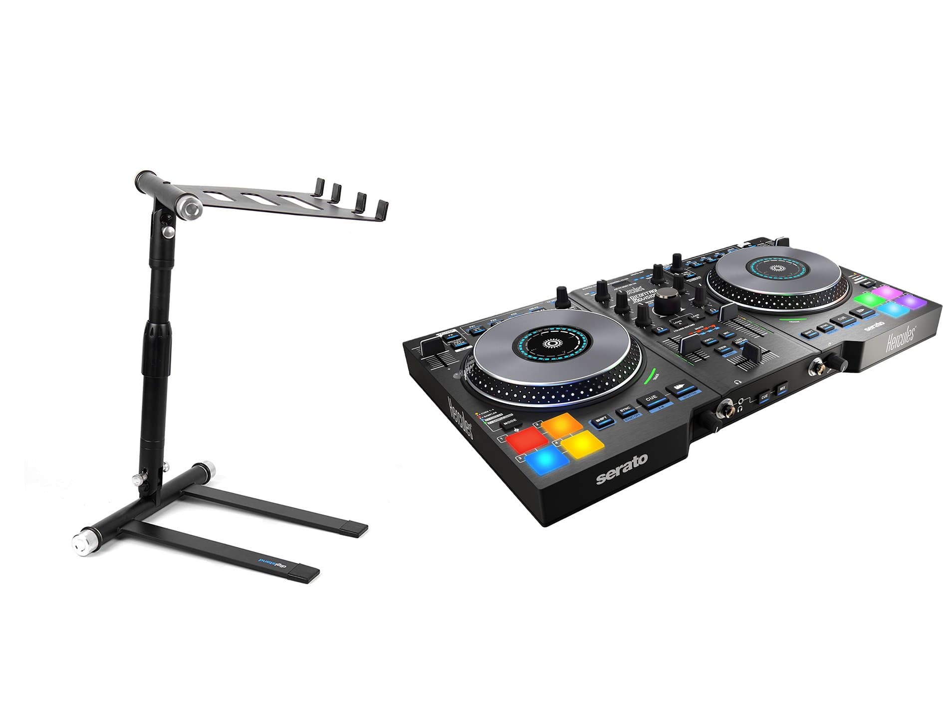 Hercules Jogvision USB Dj Controller with Digistand LPT01 Laptop Stand