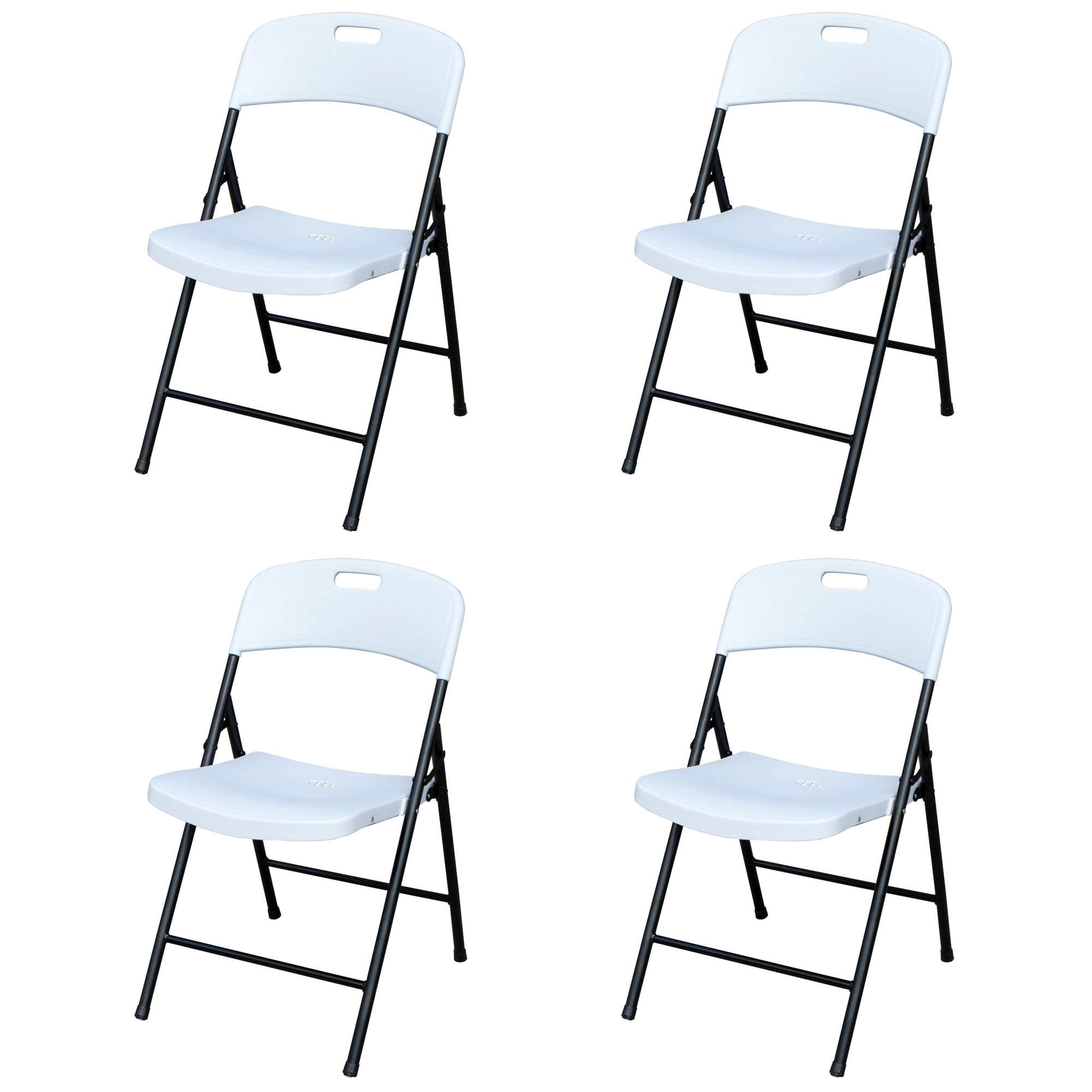 Fully Assembled Durable Ergonomic Lightweight Plastic Foldable Chair with Metal Frame for Indoor or Outdoor Use, 4 Pack, White