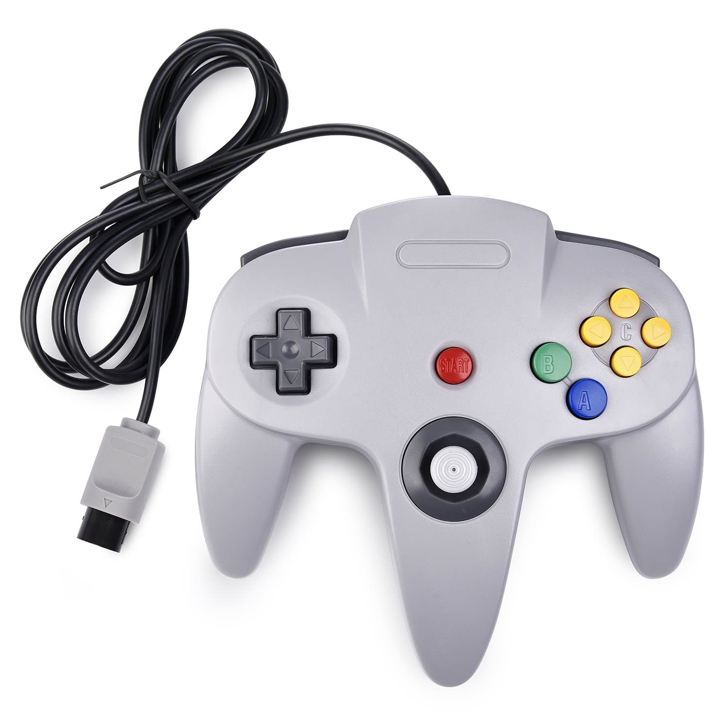 Classic N64 Controller,Retro Wired Game Pad Controller Joystick Compatible N64 System Video Games Console Gray