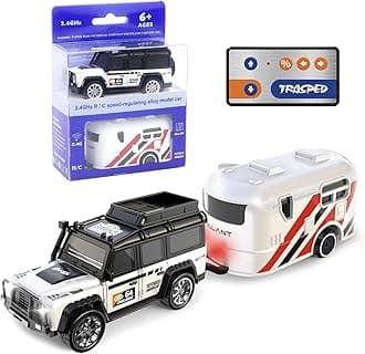 1:64 White Remote Control Toy Cars for Kids 2.4Ghz Adjustable Speed Scale Alloy Pickup RC Trucks with Trailer and Car Lights, USB-C Recharging, Easy to Operate, Festive Gift for Children, Boys, Girls