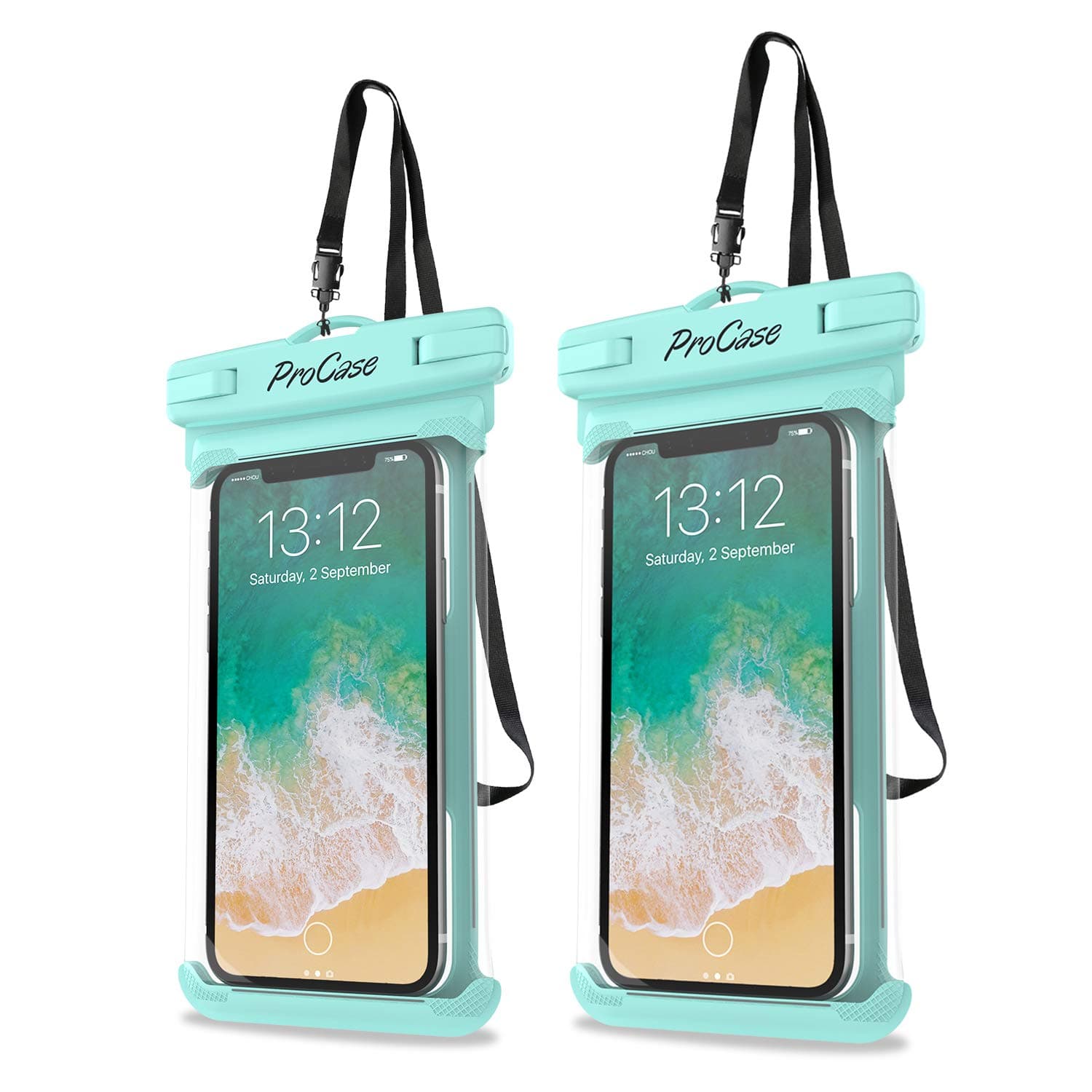 ProCase Waterproof Phone Pouch Case Dry Bag for iPhone 17 16 15 14 13 Pro Max Air Mini 12 11 Pro Max XR XS X 8 7 6S Plus, Galaxy S23 S22 S21 Note Pixel Up to 7", Cruise Essentials -2Pack, Green