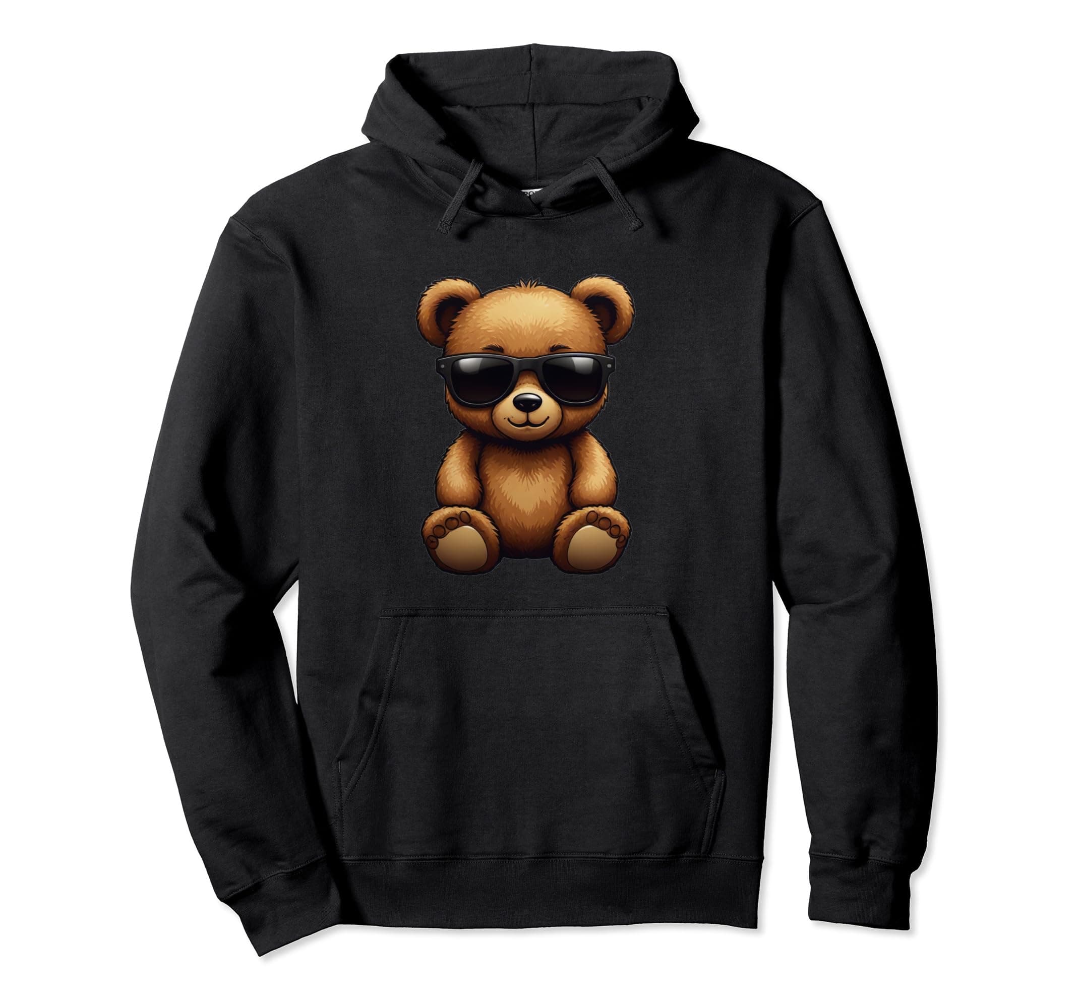 Cool Brown Bear Teddy Bear Wearing Sunglasses in Summer Pullover Hoodie