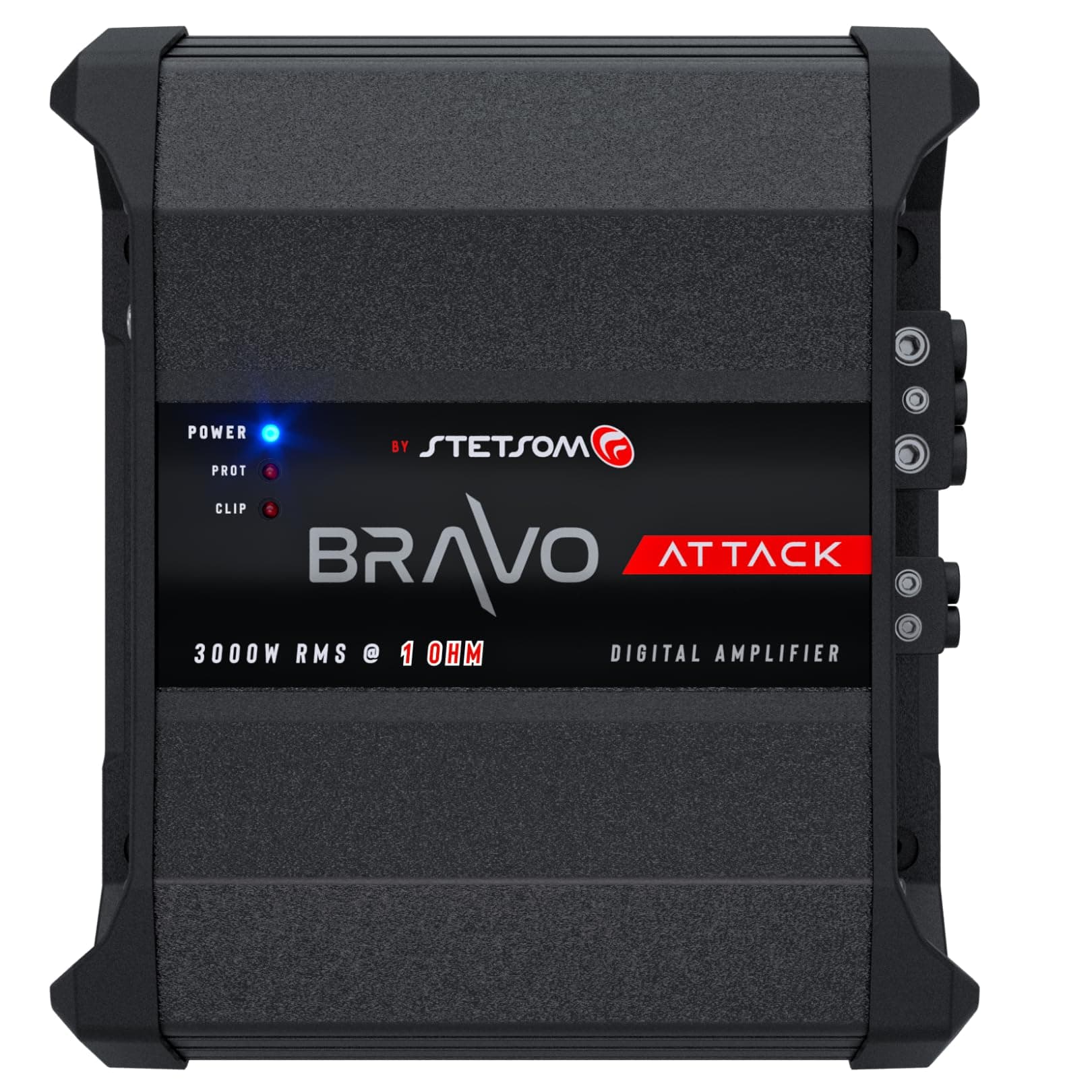 Stetsom Bravo Attack 3000 1 Ohm Mono Car Amplifier, 3000.1 3K Watts RMS, 1Ω Stable Car Audio, Full Range HD Sound Quality, 3000x1, Crossover & Bass Boost, Car Stereo Speaker MD, Smart Coolers