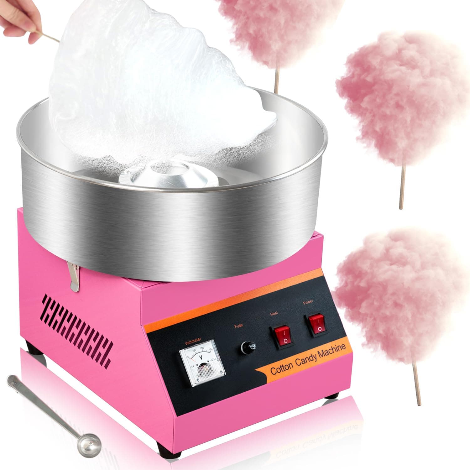 Cotton Candy Machine Commercial Cotton Candy Machine Cotton Candy Machine with Stainless Steel Bowl Sugar Scoop Perfect for Home Carnival Kids Birthday Party