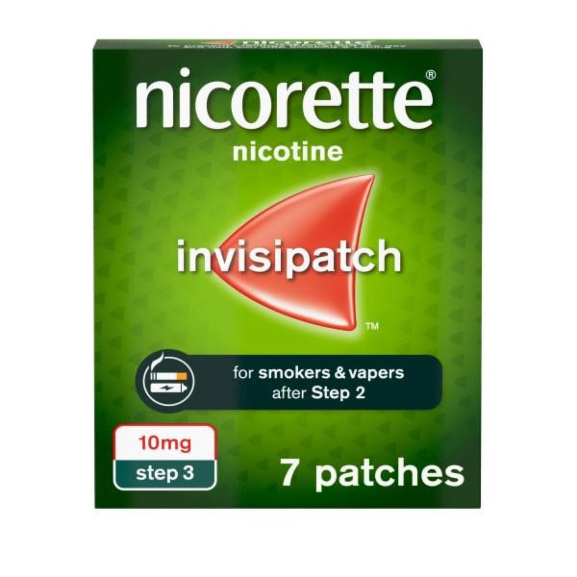 Nicorette InvisiPatch, Nicotine Patches Step 3, 10mg, 7 count, Effective and discreet Stop Smoking and Stop Vaping Aid, Nicotine Patches to Beat Cravings & Withdrawal Symptoms (Quit Smoking or Vaping)