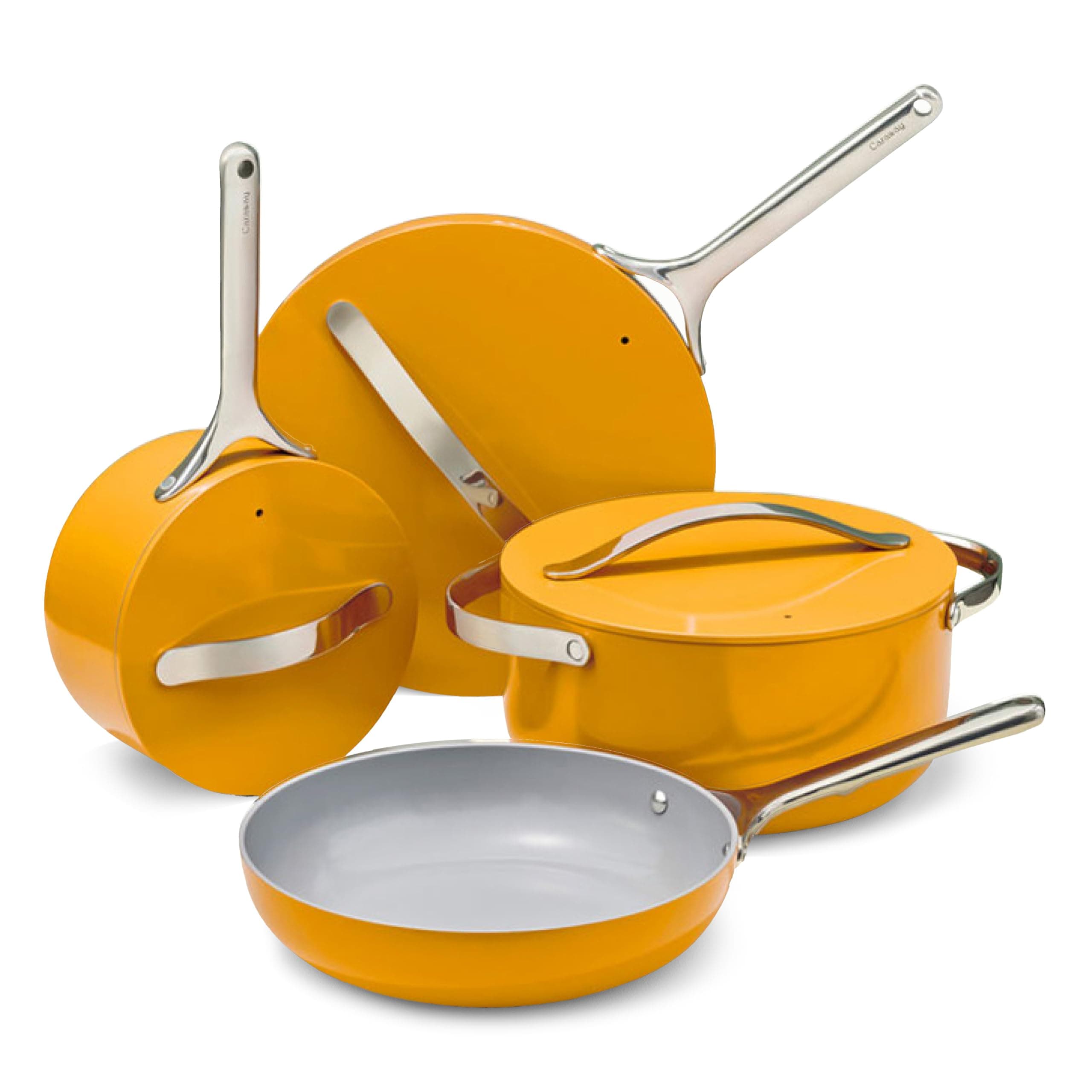 Nonstick Ceramic Cookware Set (12 Piece) Pots, Pans, Lids and Kitchen Storage - Non Toxic, PTFE & PFOA Free - Oven Safe & Compatible with All Stovetops (Gas, Electric & Induction) - Marigold