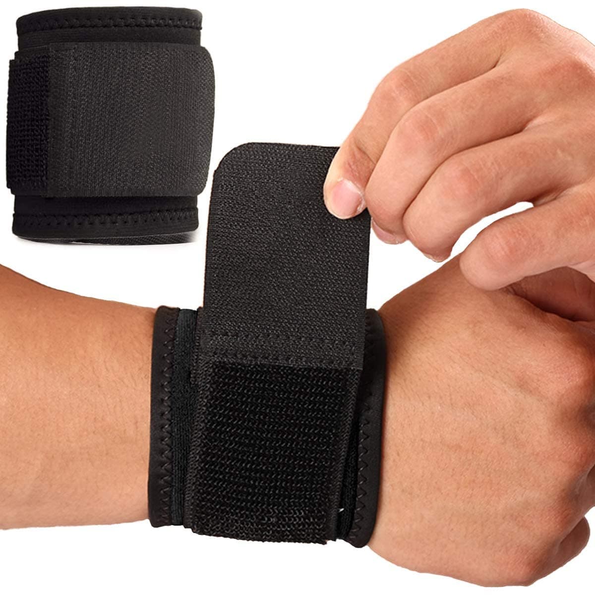 Wrist Brace, 2 Pack Adjustable Wrist Support, Ergonomic Wrist Compression Strap and Wrist Wrap, Wrist Straps for Fitness, Weightlifting, Tendonitis, Carpal Tunnel Arthritis, Wrist Pain Relief