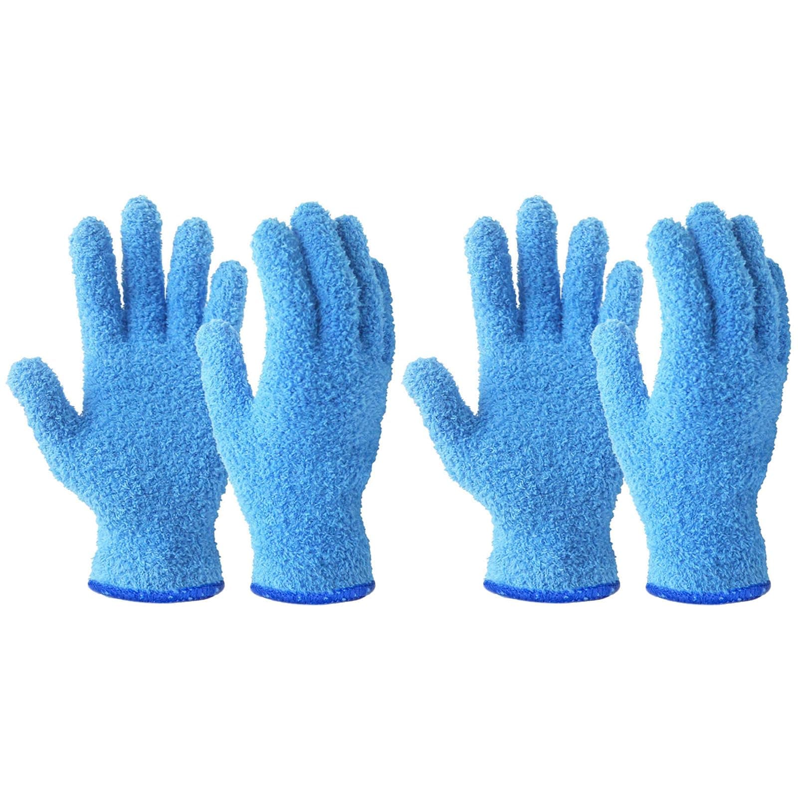 Evridwear Microfiber Dusting Gloves, Dusting Cleaning Glove for Plants, Blinds, Lamps and Small Hard to Reach Corners, 2 Pairs (Blue S/M)