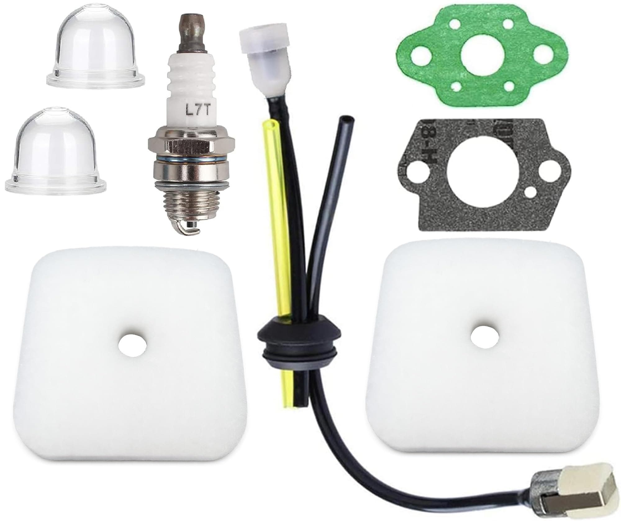 2 PCS Air Filter and Fuel Line Primer Bulb Repower Kit for Mantis Tiller Cultivator 7222 7222E 7222M 7225 7230 7240 7920 7924