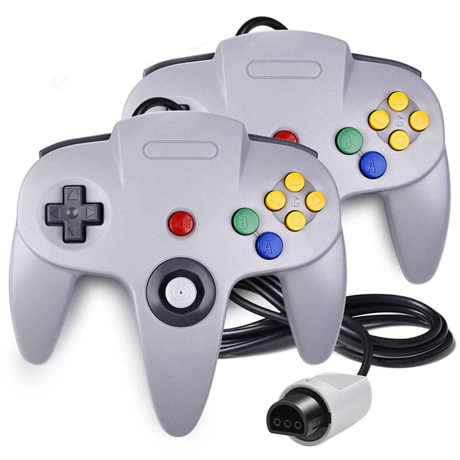 QUMOX 2 Sets of Joystick Controller for 64 N64 System Gamepad Grey