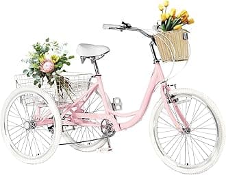 Adult Tricycles for Adults, 7 Speed Adult Trikes, 20/24/26 inch 3 Wheel Bike with Basket, Three-Wheeled Cruiser Bicycles for Women and Men, Without Fenders