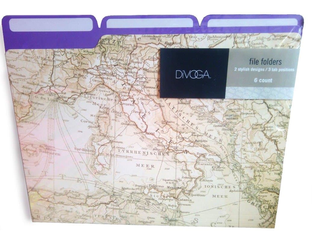 Divoga Antique Map Design File Folder ( Set of 6)