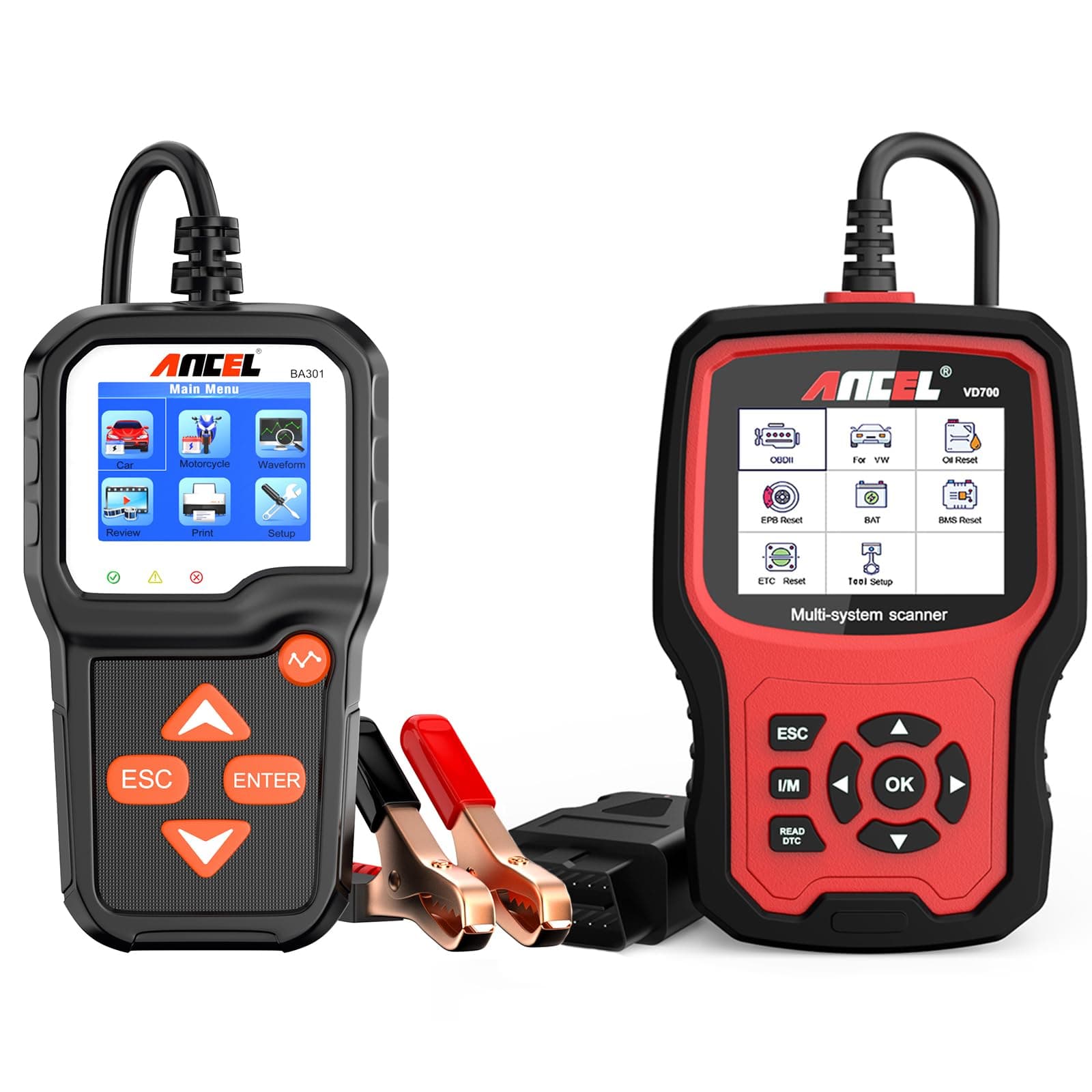 VD700 Full Systems Diagnostic Tool with ANCEL BA301 6V 12V Car Battery Tester