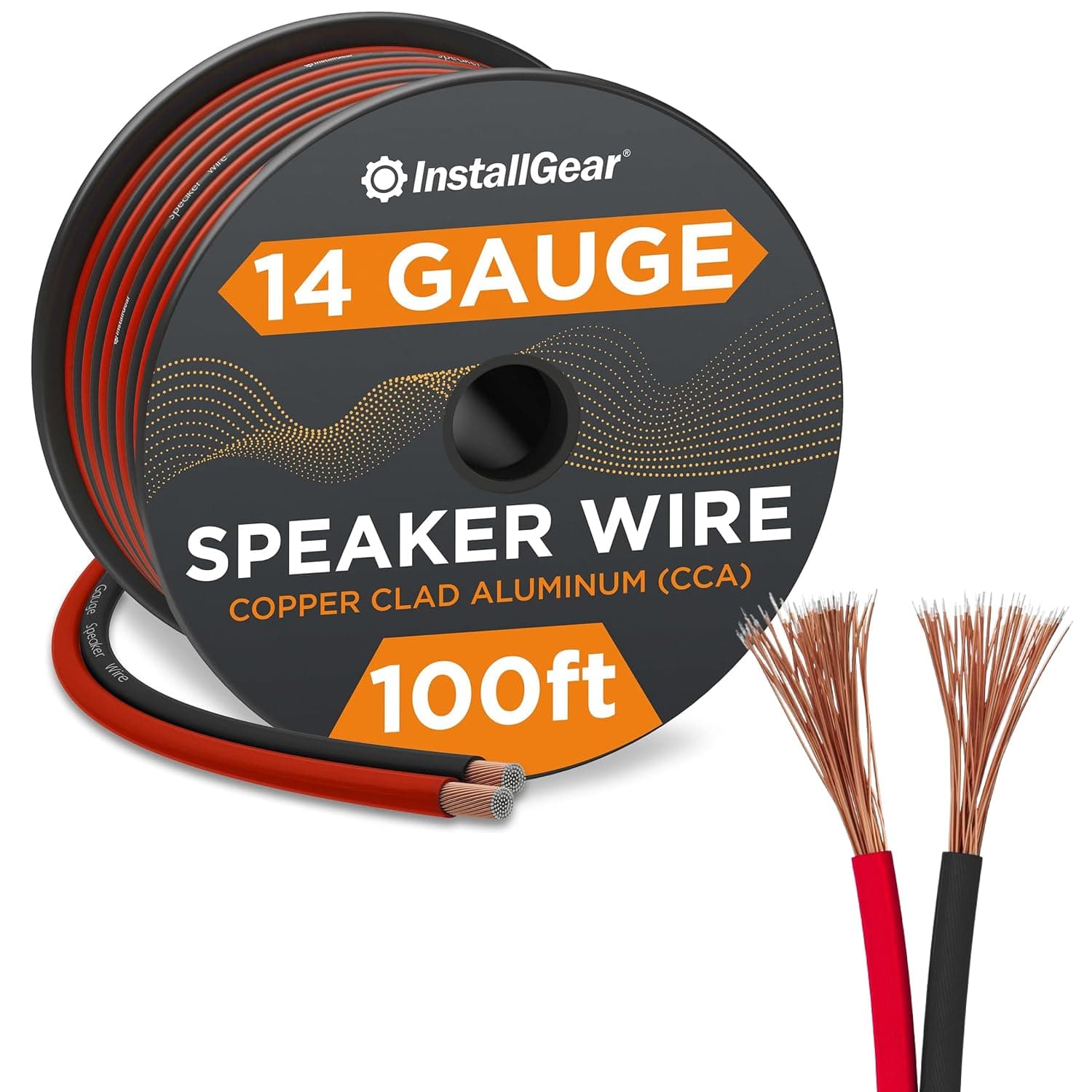 InstallGear 14 Gauge Speaker Wire - Red/Black 100ft Speaker Wire for Car, Home Theater, Stereo, Radio, Surround Sound Systems - 14 Gauge 100 ft - Durable