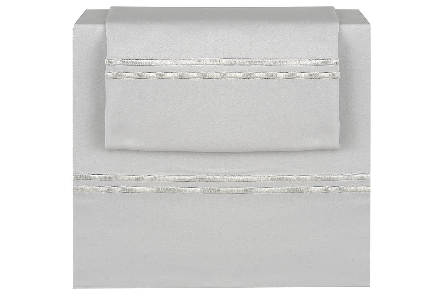 INDIGO FINE LINENS Hotel Collection 620 Thread Count 100% Cotton Sateen Sheet Set, Queen Oyester