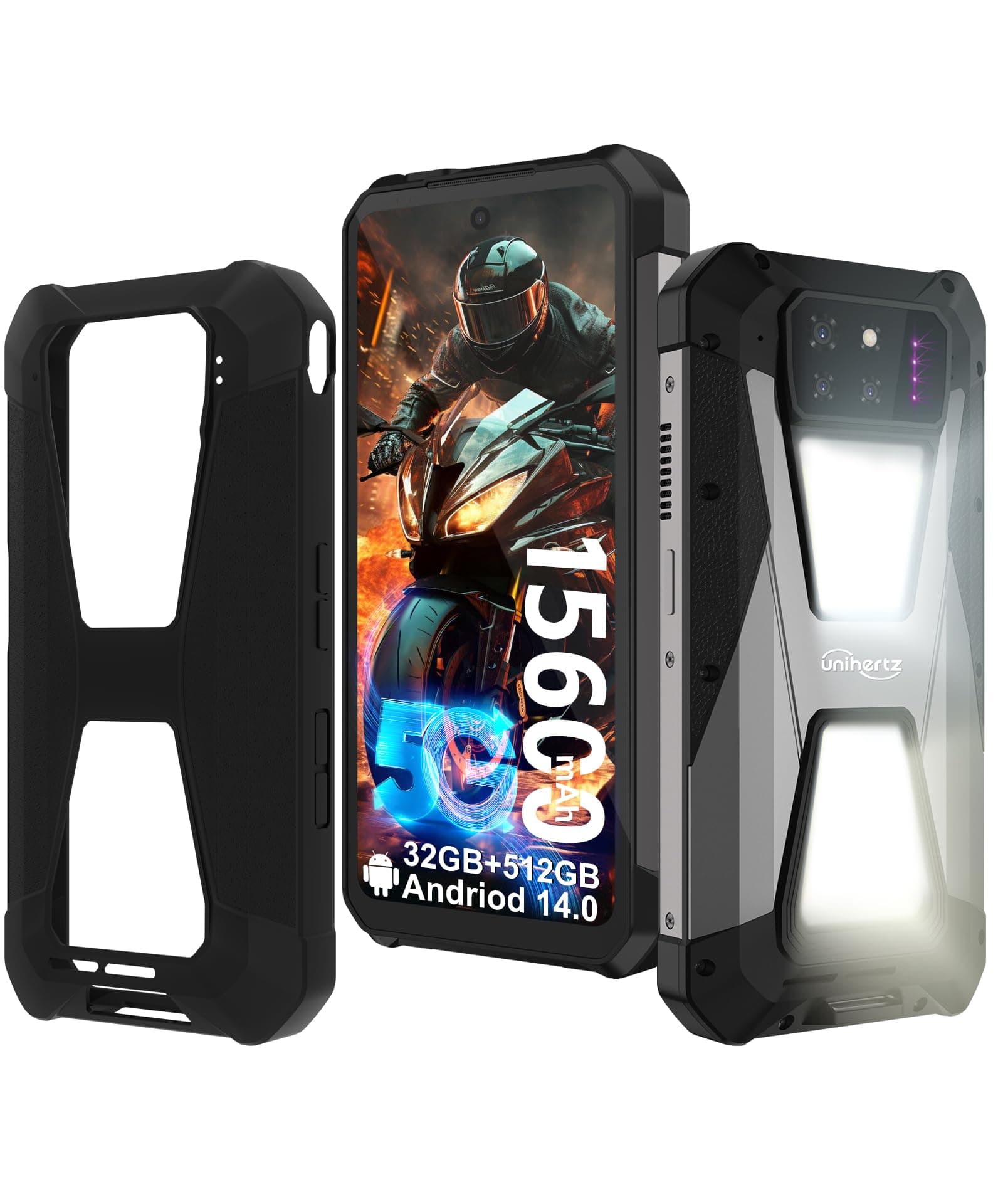 Tank 3s 5G Rugged Smartphone, Android 14 Waterproof Rugged Phone with Projector, 32GB+512GB, 6.79’’ Unlocked Cell Phones Compatible with T-Mobile/Verizon, 1TB Expand/66W Fast Charging/GPS/OTG